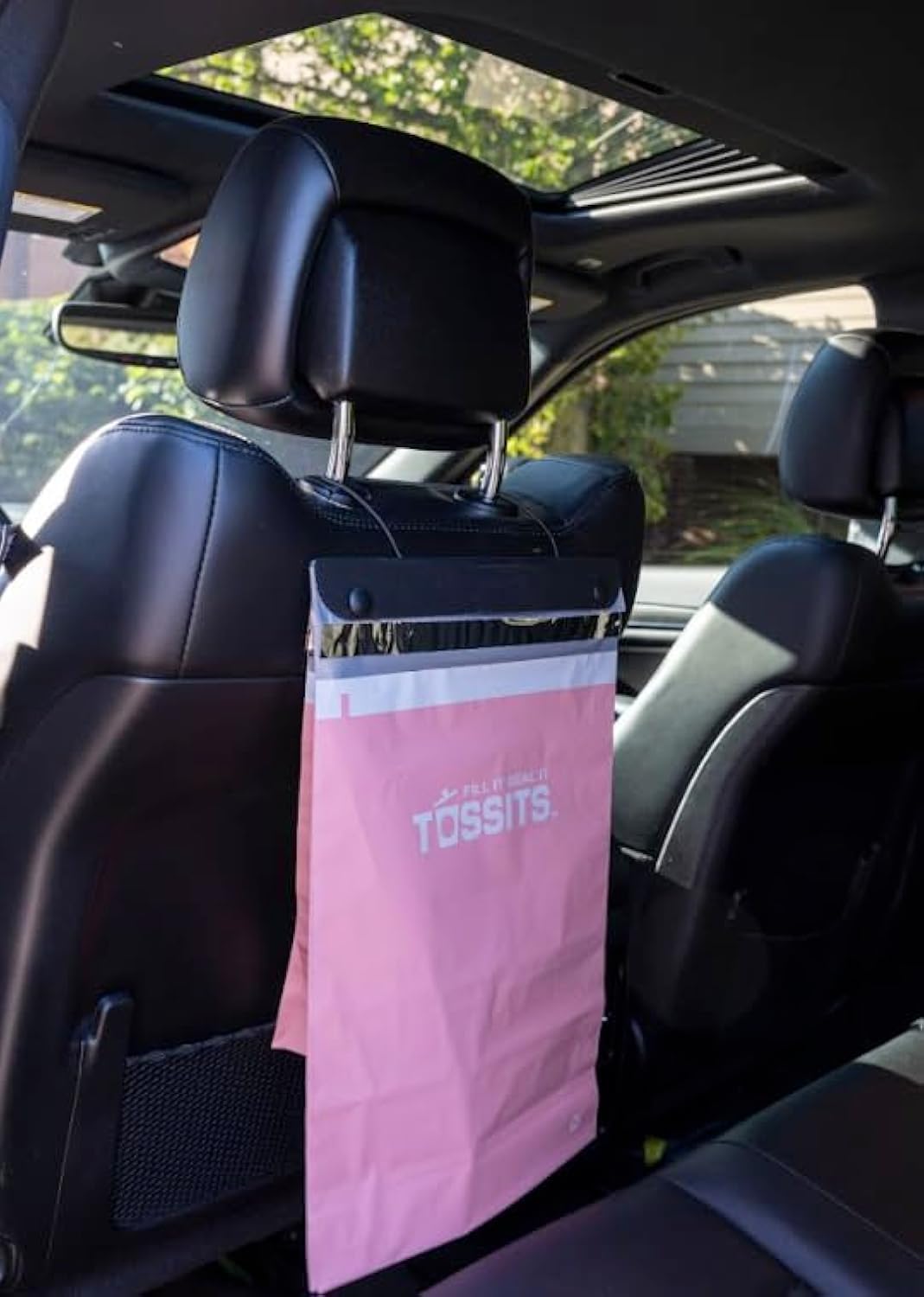 Tossits Disposable Car Trash Bag Hanging (Pink, Set Of 21) - Leak-Proof, Smell-Proof Automobile Trash Container, Eco-Friendly, T