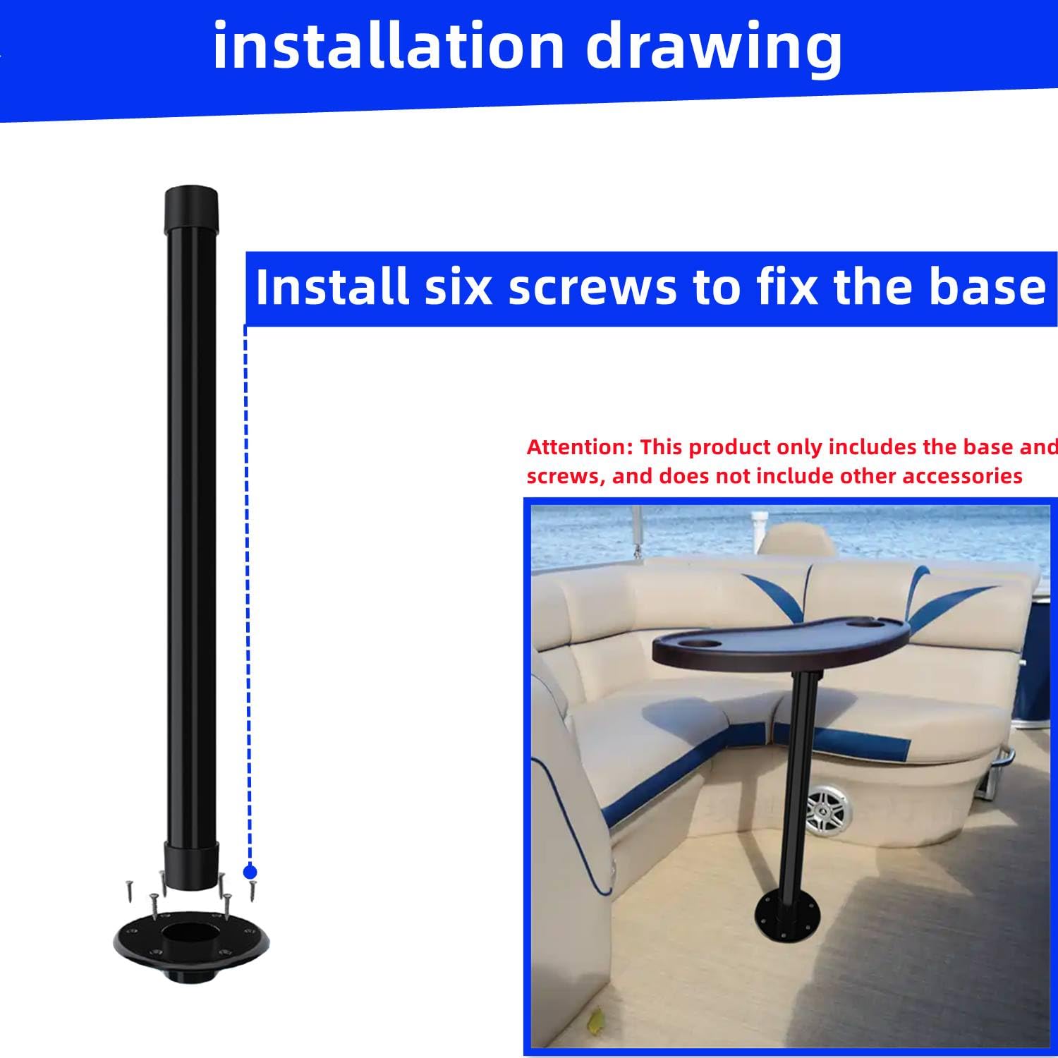 YJNAUPAI RV Trailer Pedestal Base Round Flush Mount Table Leg Base, Aluminum RV/Boat Pedestal Table Base Flange - Floor Mounting