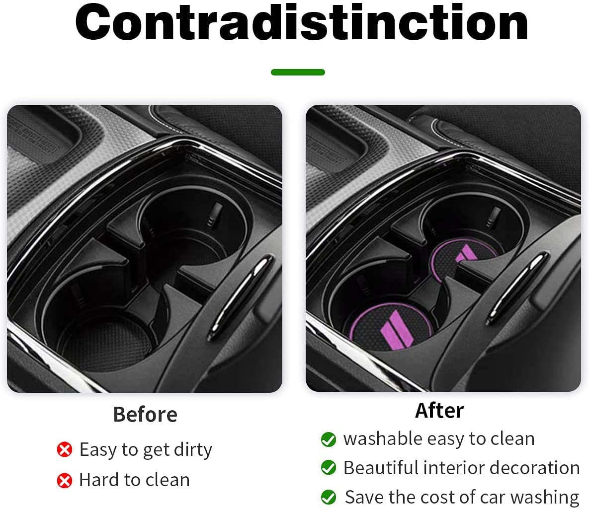 Custom Fit For 2015-2020 Dodge Challenger Cup Holder Insert & Center Console Shifter Liner Trim Mats, Dodge Challenger Interior Accessories Cup Door Center Console Liner (11Pcs, Purple)