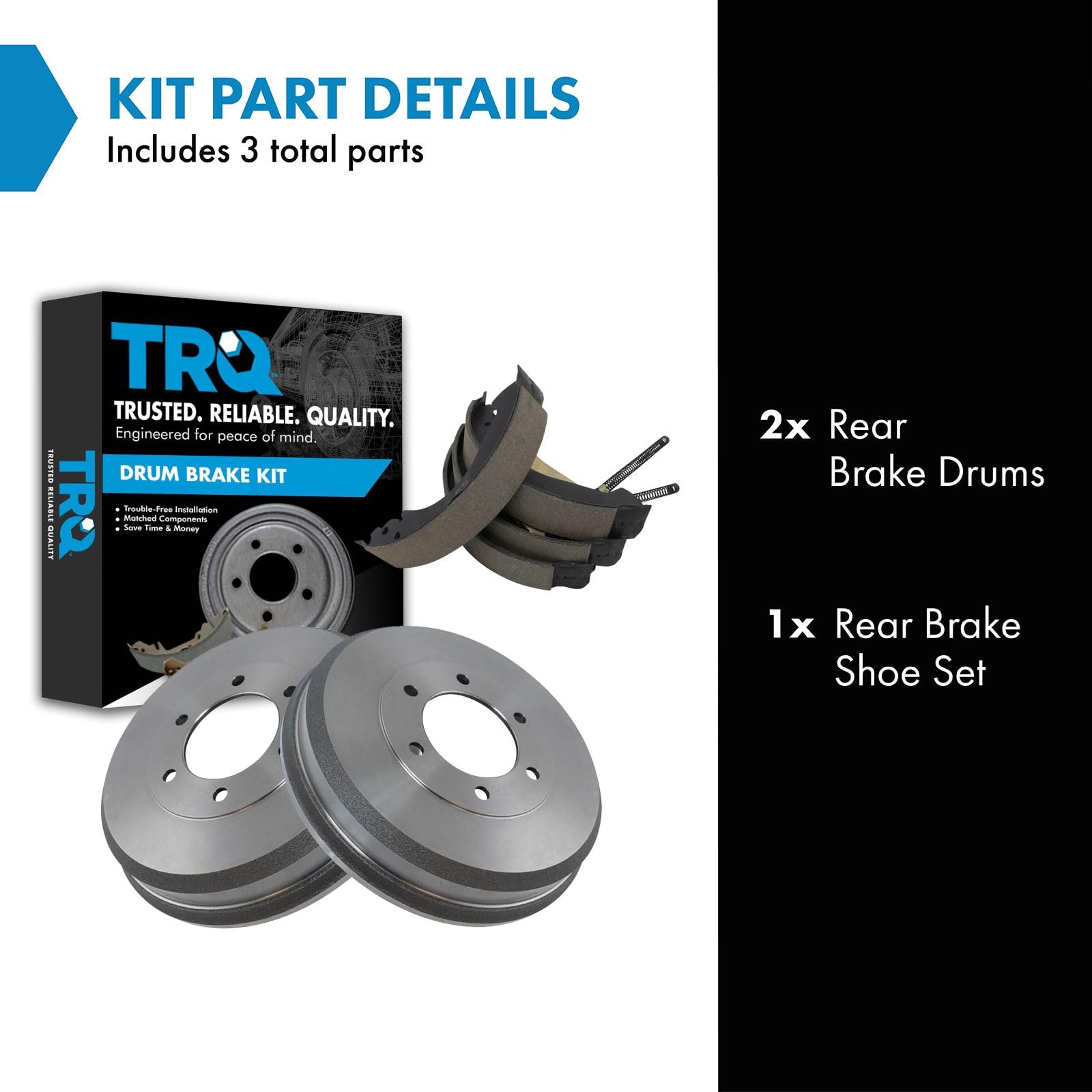 TRQ Rear Brake Drum & Shoe Kit Compatible with Colorado Canyon i-280 i-290 i-350 Pickup