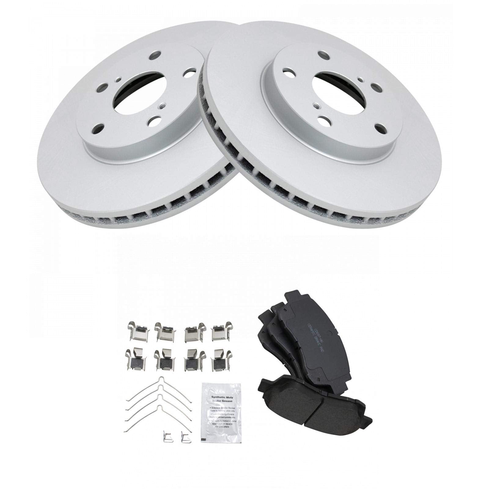 Trq Front Brake Pad & Rotor Kit Brake Pads Brake Rotor Ceramic Premium G-Coated Compatible With 1995-1997 Toyota Avalon 1996-200