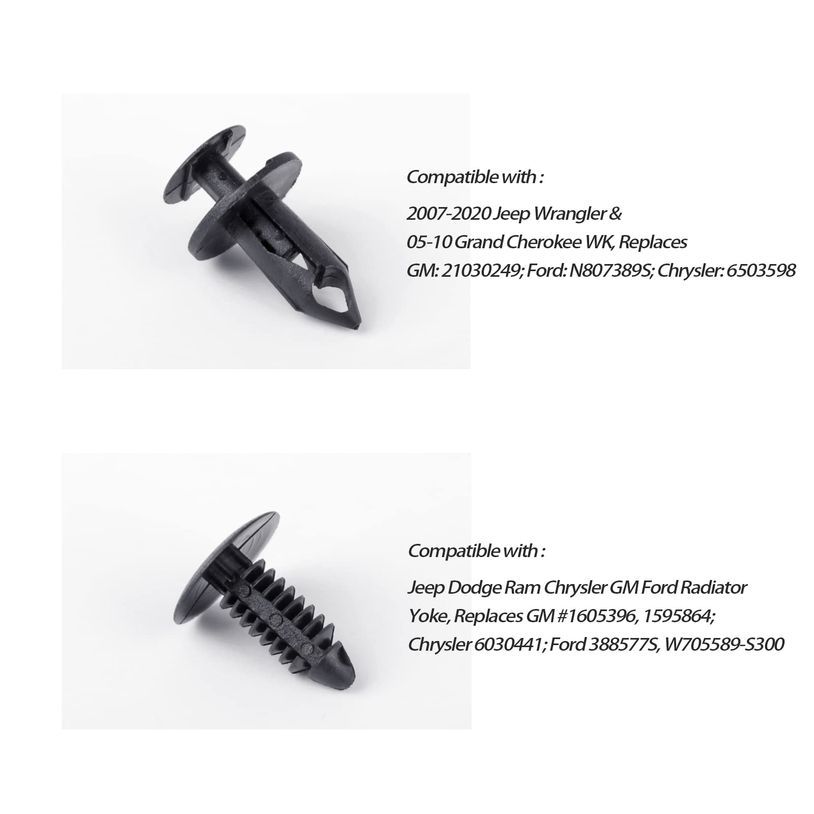 UNIGT 6 in 1 Bumper Retainer Clips with Fastener Remover Compatible with Jeep Wrangler Chrysler Dodge Ram Plastic Rivets Replace