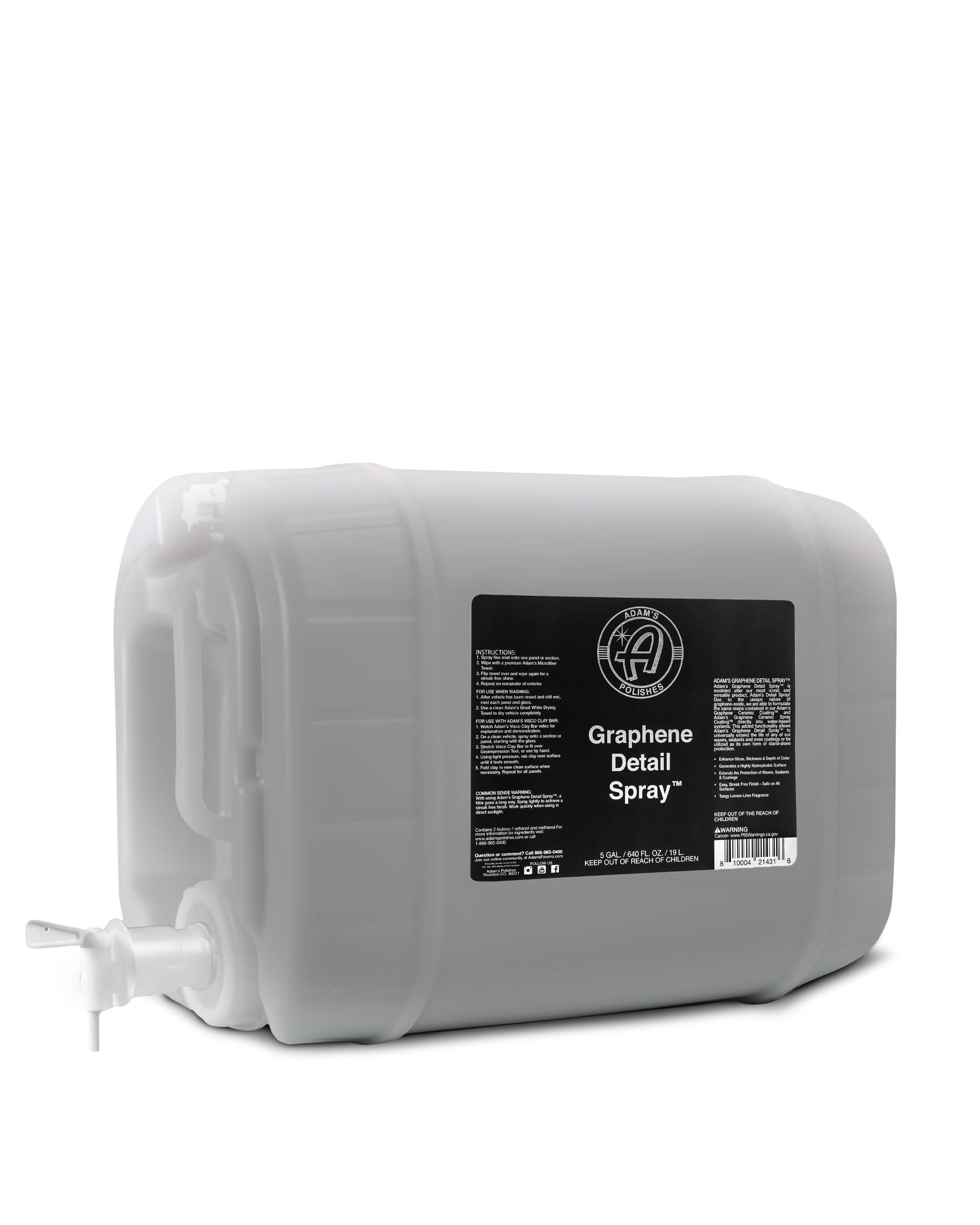 Adam'S Polishes Graphene Detail Spray (5 Gallon) - Extend Protection Of Waxes, Sealants, & Coatings | Waterless Detailer Spray F