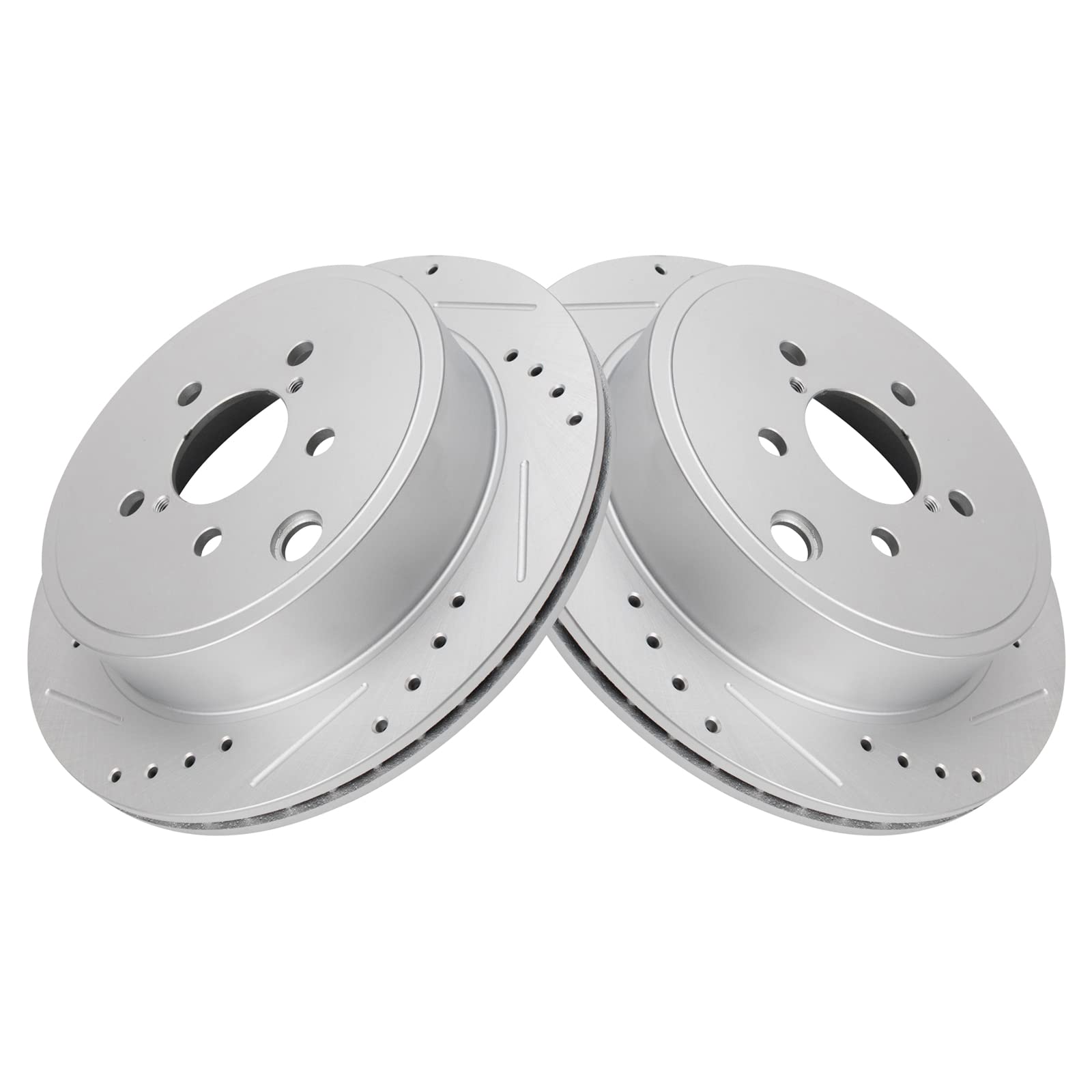 Trq Rear Performance Brake Rotors Set Premium G-Coated Cross Drilled & Slotted Compatible With 2013-2023 Subaru Brz 2010-2014 Le