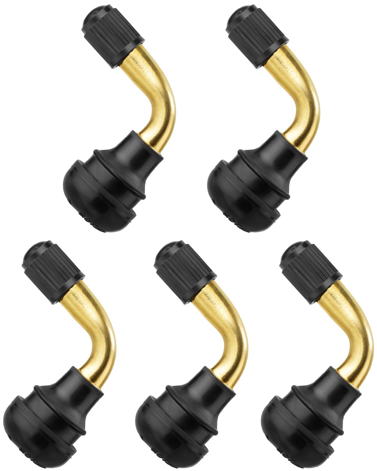Riseuvo 5Pcs Pvr70 Valve Stems Bent 90 Degree Angled Snap-In Rubber Base For Motorcycle, Atv