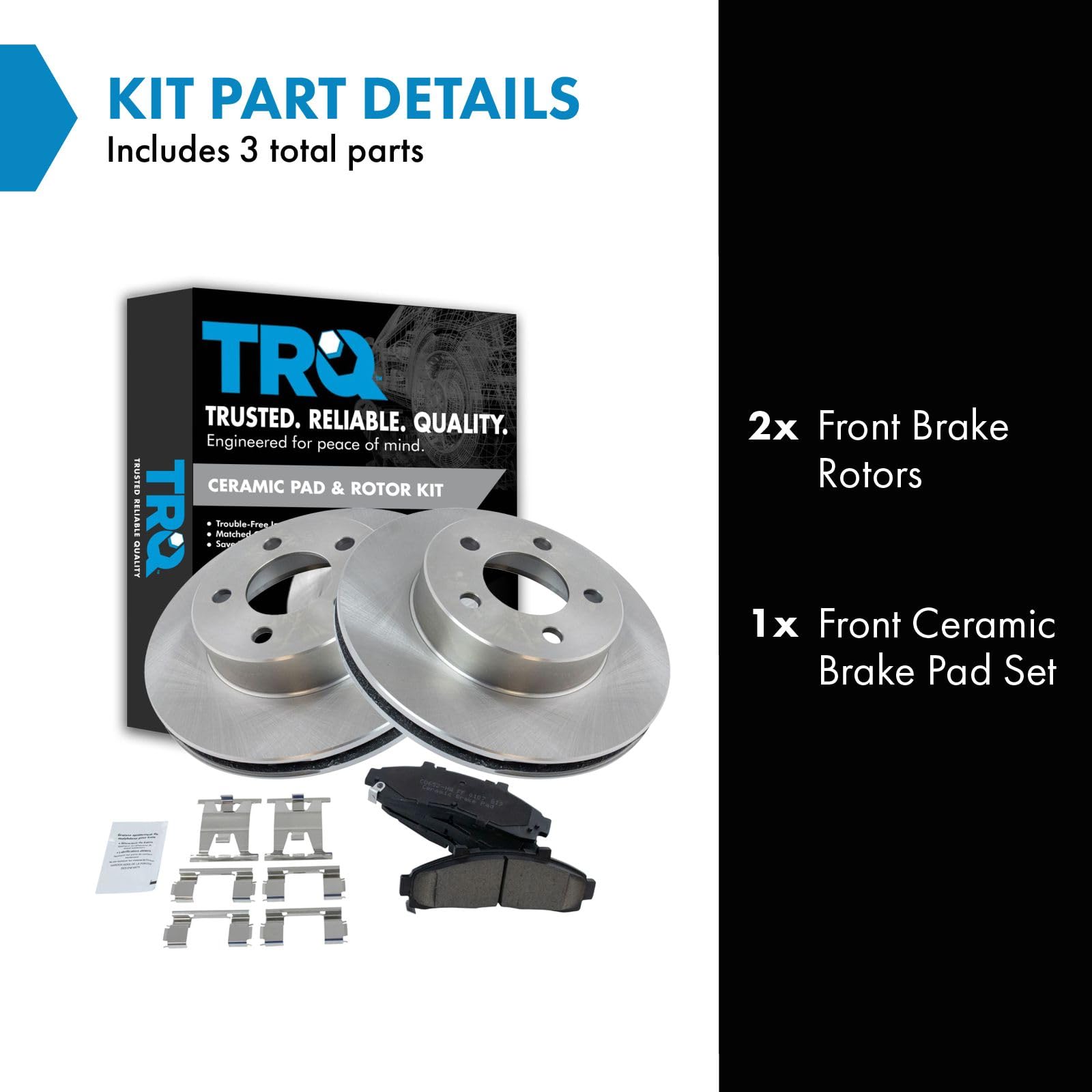 Trq Front Brake Pad & Rotor Kit Brake Pads Brake Rotor Ceramic Compatible With 1995-2001 Ford Explorer 1998-2002 Ranger Mazda B4