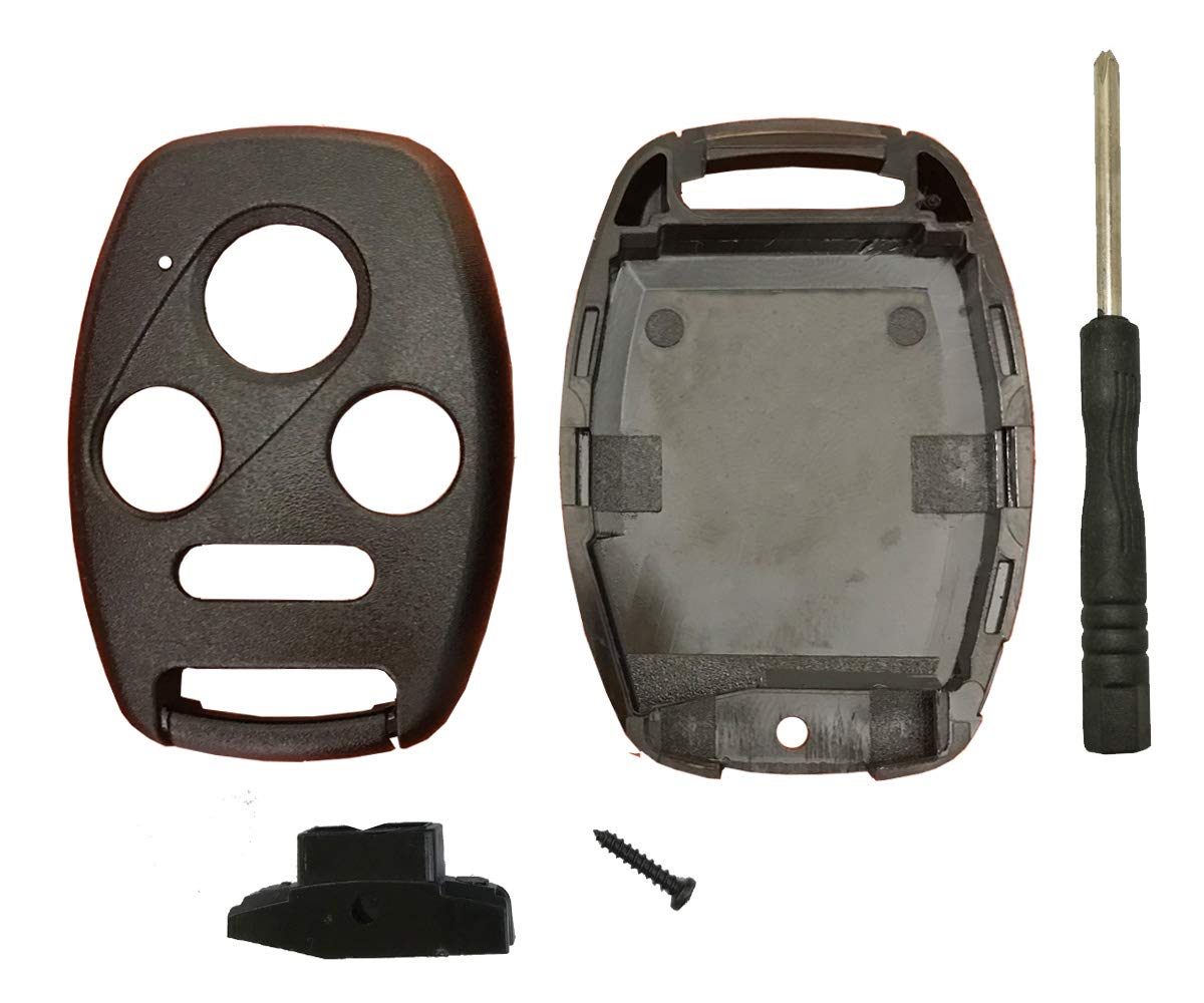 2 Pack Key Fob Shell Case Fit For Honda Accord Civic Ex Pilot Keyless Entry Remote Key Housing Replacement With Free Screwdriver Casing Only (Black 2 Pack)