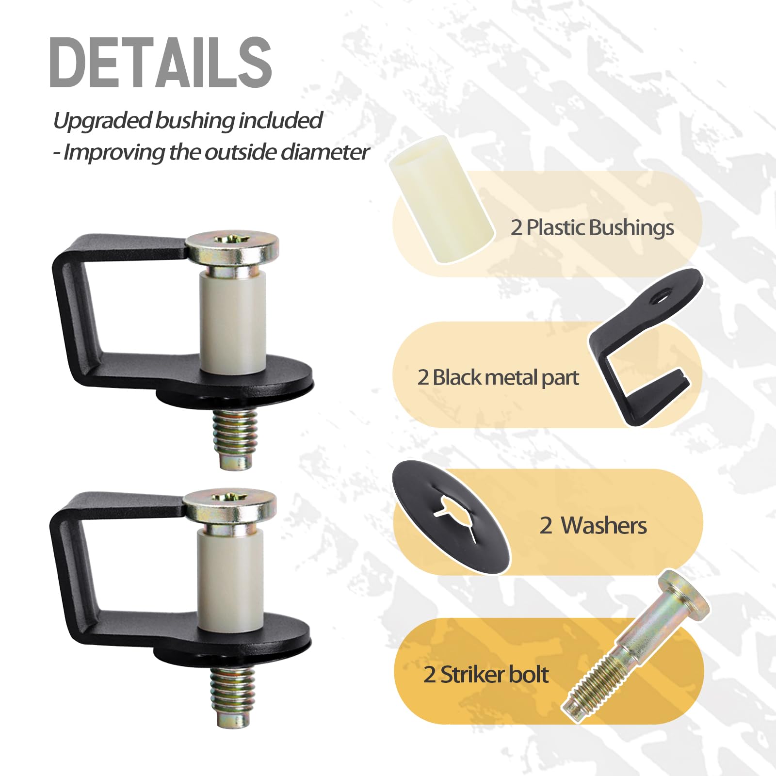 Unigt 2 Pack Door Striker Bolts Set Includes Bushing Compatible With 1980-1997 Ford / 1987-89 Lincoln / 1981-90 Mercury Door Lat