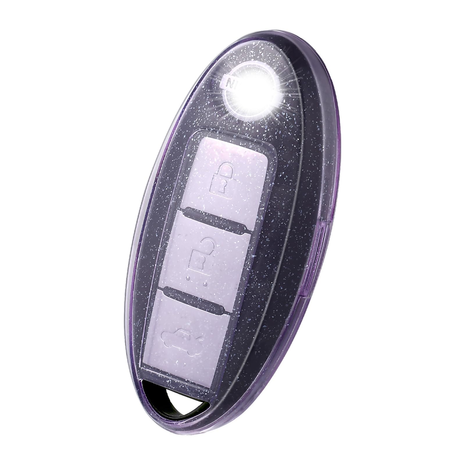 Offwego Compatible With Nissan Key Fob Cover, Soft Tpu Key Cover Shell Fit For 2011-2023 Nissan Altima Maxima Rogue Armada Pathfinder Kicks Murano Key Fob Cover Remote Start Key, Transparent Purple