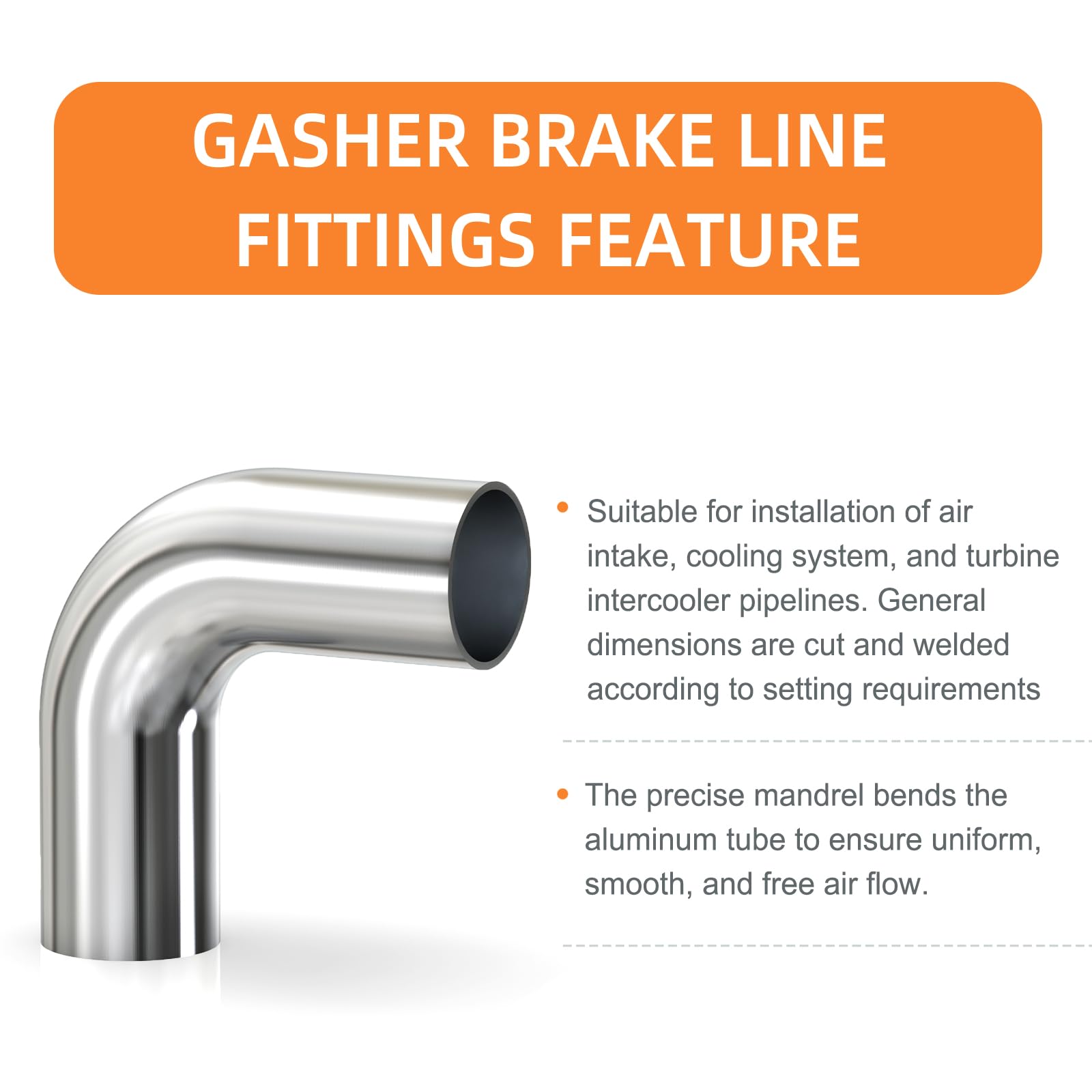 Gasher 1Pcs 90 Degree Elbow Aluminum Alloy Tube 2.25''Od, Leg Length 4'' (100Mm), Intercooler Pipe For Intake And Cooling System