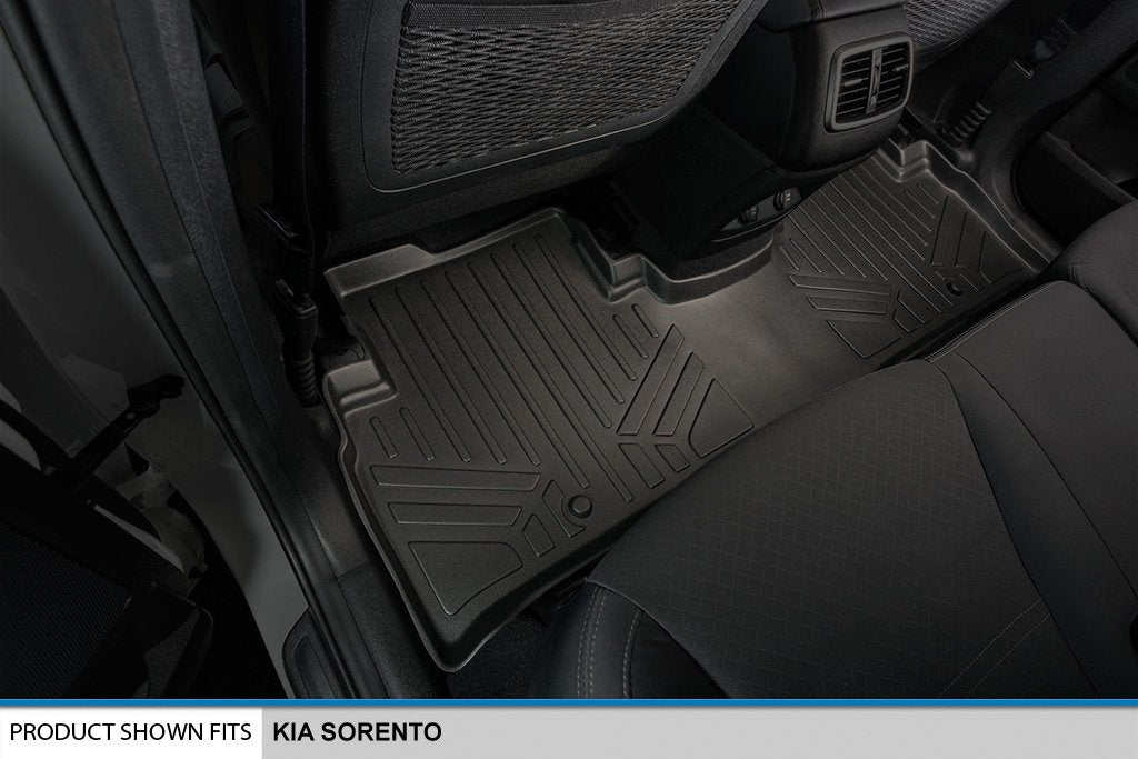 Maxliner All Weather Custom Fit 3 Row Black Floor Mat Liner Set Compatible With 2016-2020 Kia Sorento (Only Fits 7 Passenger Mod