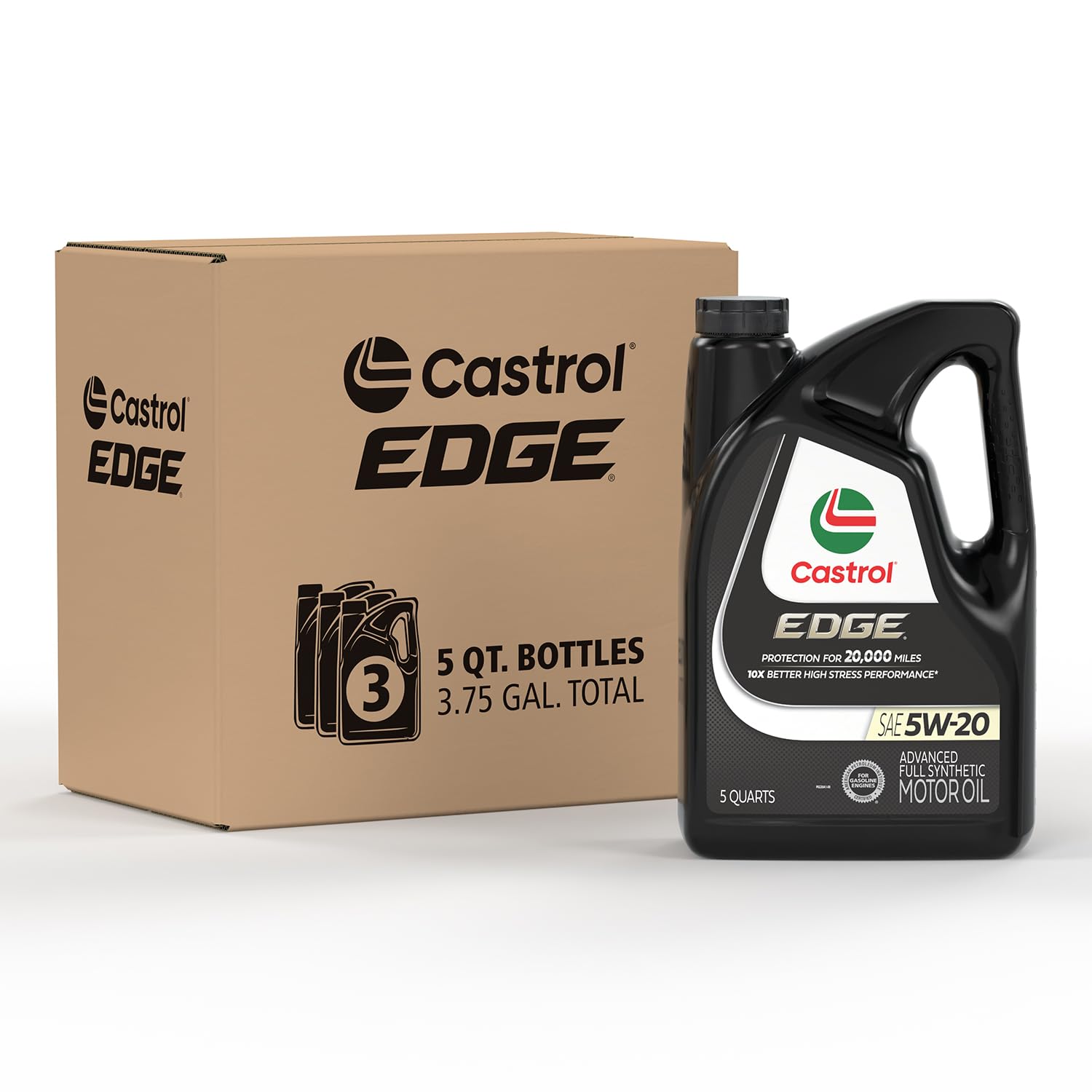 Castrol Edge 5W-20 Advanced Full Synthetic Motor Oil, 5 Quarts, Pack Of 3
