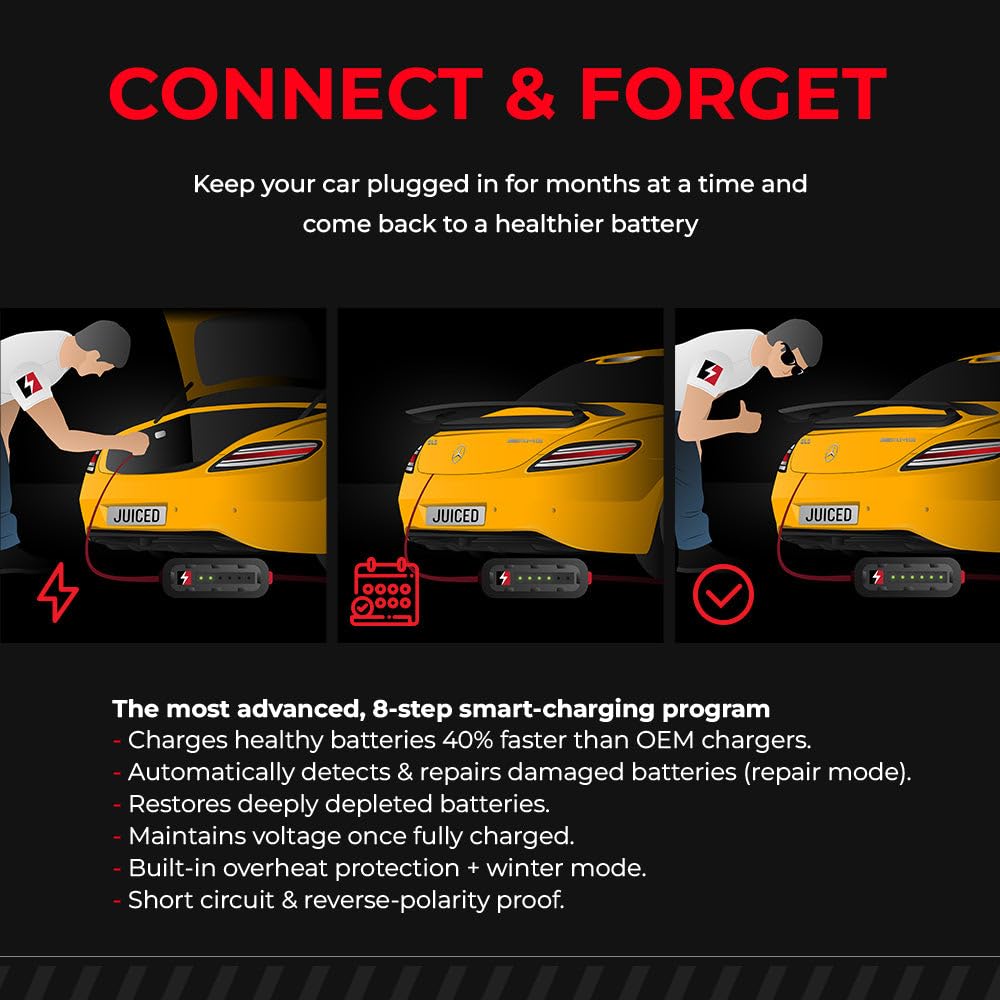 Jmr Battery Charger For Mercedes-Benz Sls Amg Trickle Charger Conditioner Maintainer (Magnetic Port, No Lithium Mode)