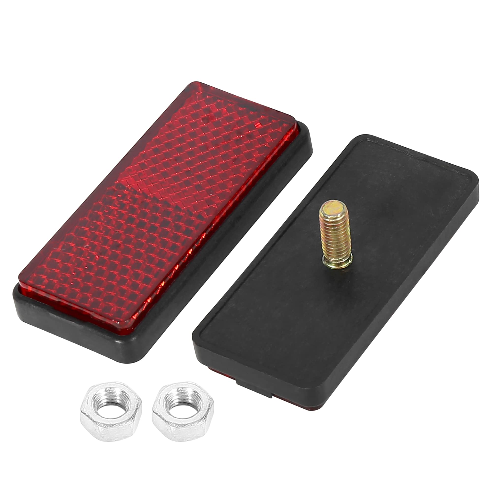 F Fierce Cycle Pair M6X1.0 Red Rectangle Universal Screw Mount Reflective Warning Reflector For Motorcycle Bike 56Mm Length