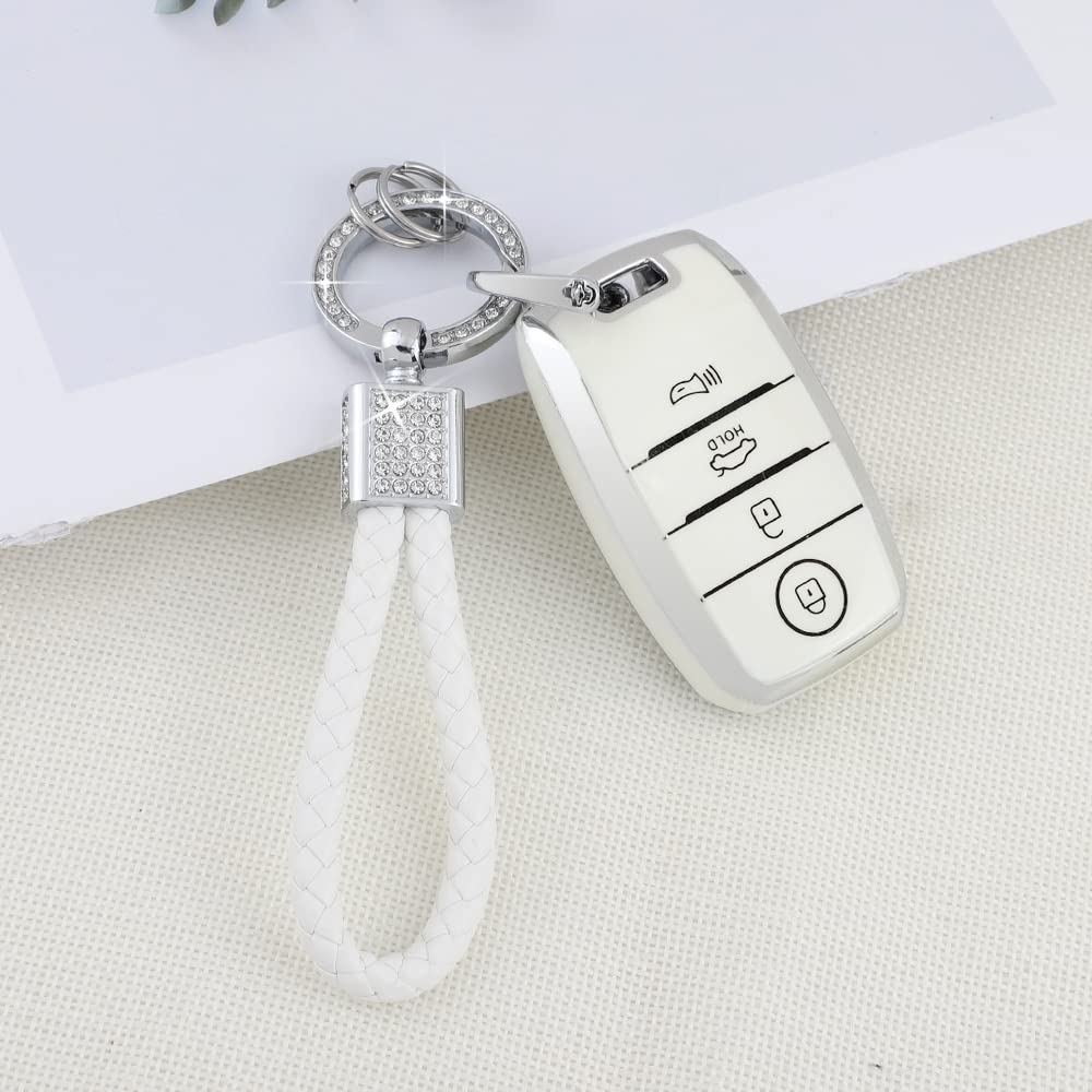 Pifoog White Key Fob Cover For Kia Niro Forte Optima Sorento Rio Soul Sportage Accessories Soft Tpu Car Keys Shells Cases 4 Butt