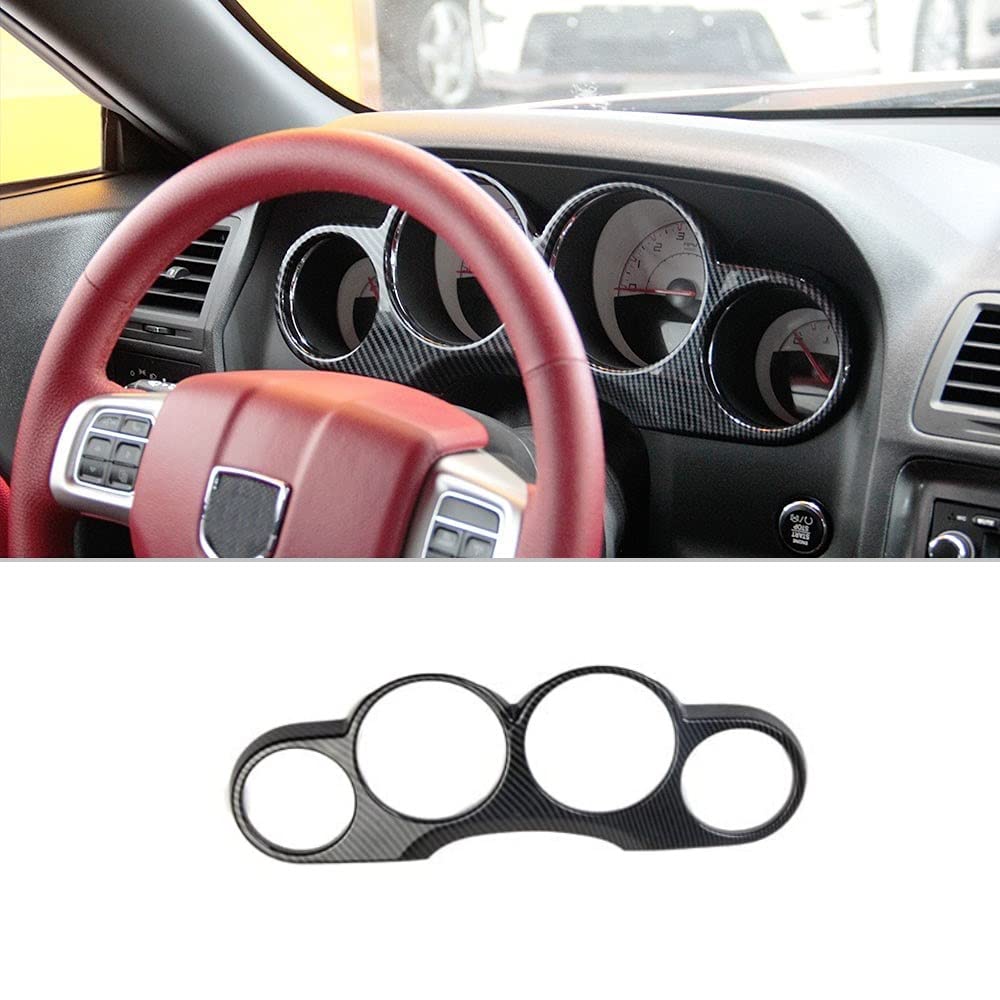 Korlot Carbon Fiber Dashboard Meter Cover Trim For 2008-2014 Dodge Challenger