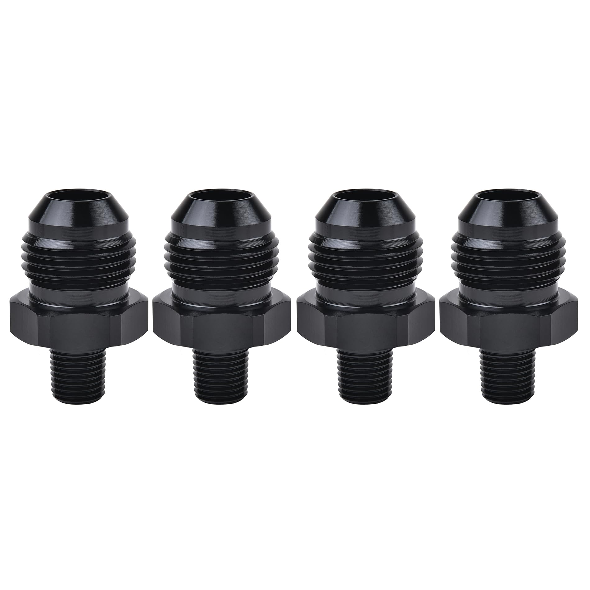 EVIL ENERGY 8AN Male Flare to 1/8'' NPT Pipe Fitting Adapter Aluminum Straight Black 4PCS