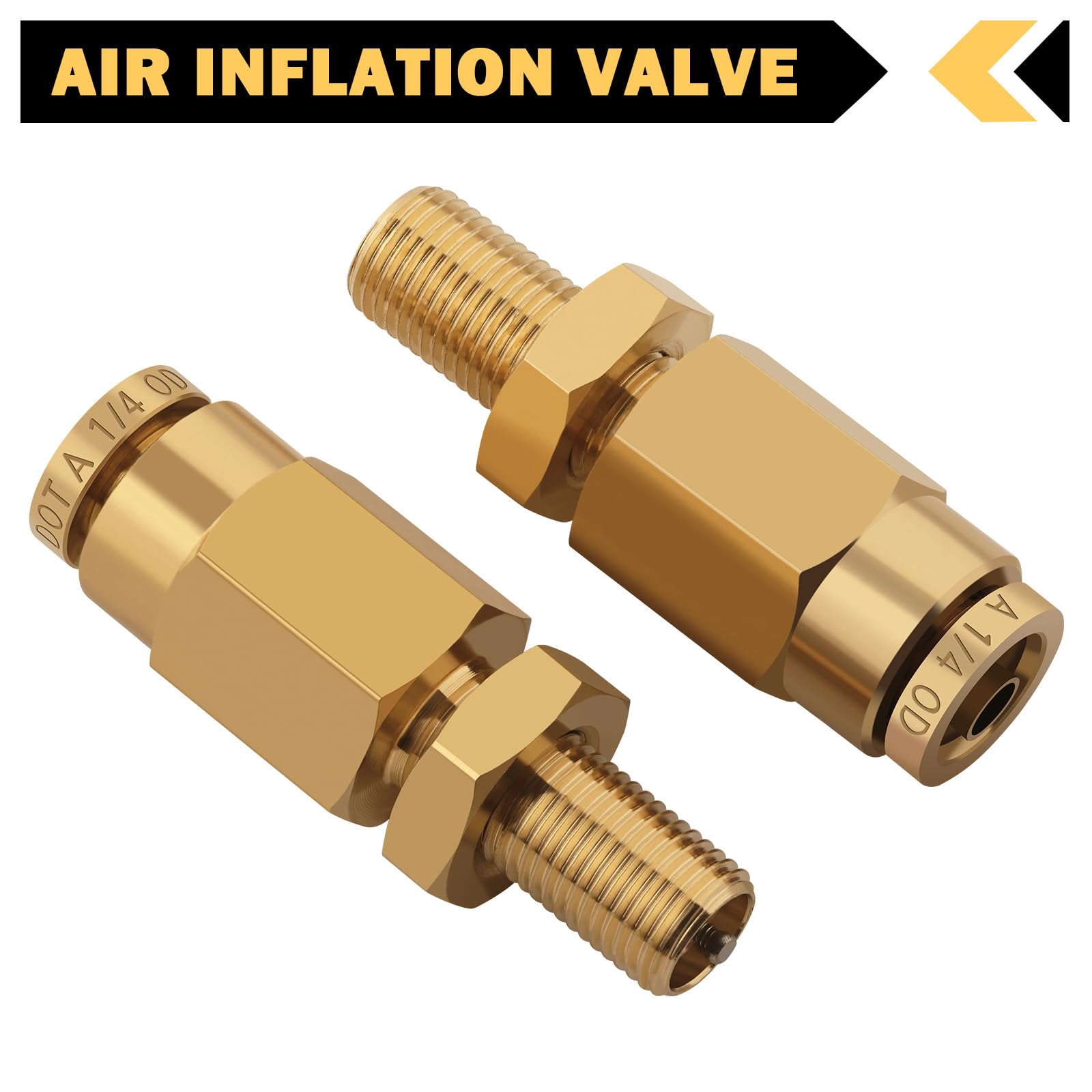 Cheemuii 1/4'' Inflation Schrader Valve with Push to Connect for 1/4'' OD Air Line Tubing and Air Spring Suspension for Semi Tru