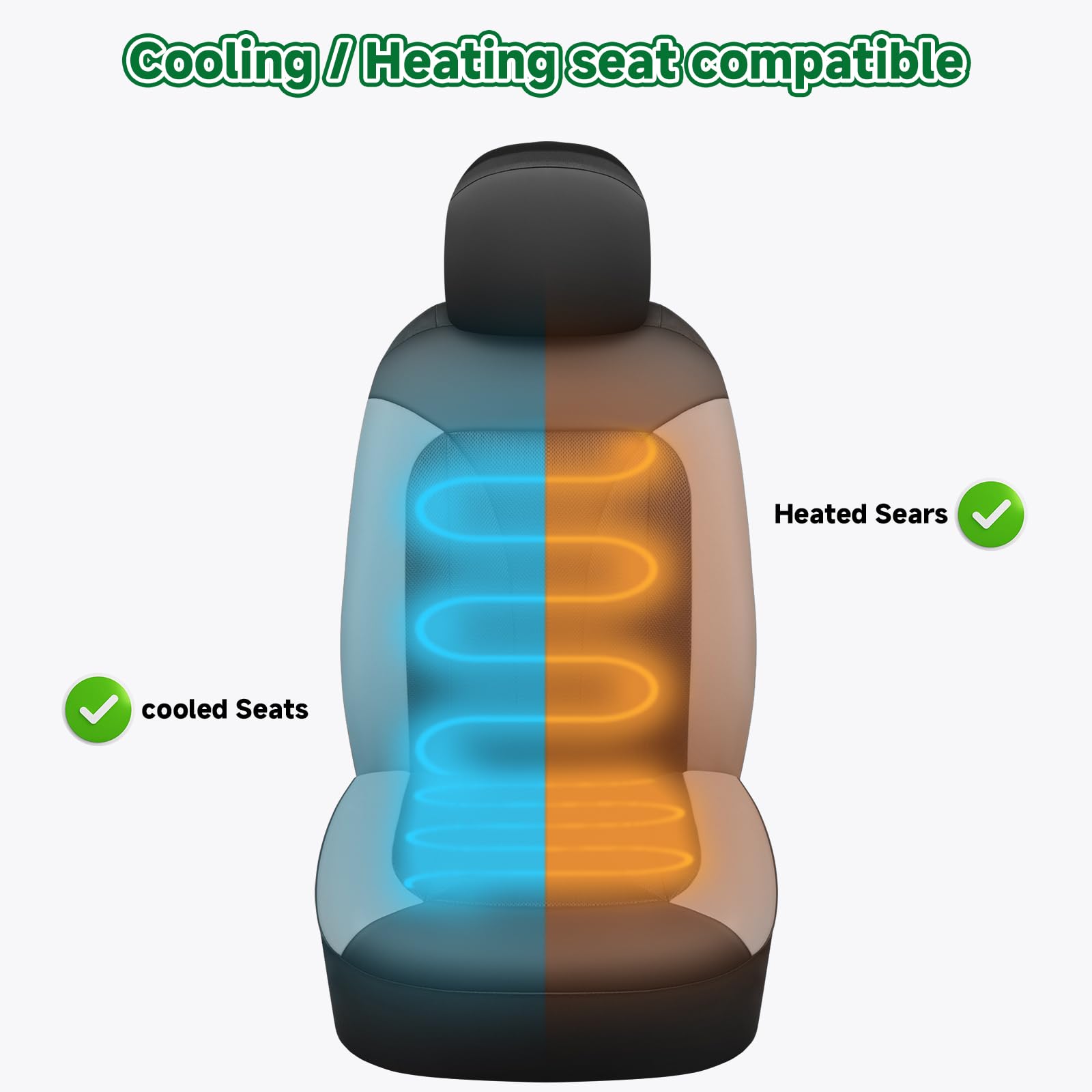 Giant Panda Fit Gmc Sierra 1500 2500 3500 Canyon Front Car Seat Cover, 3D Air Mesh Breathable Seat Protector(Grey) 2-Pack