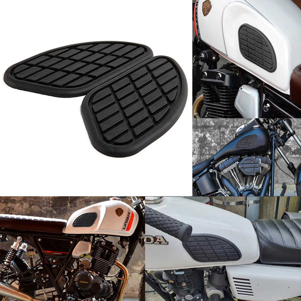 Kucehiup Motorcycle Fuel Tank Knee Pad, Vintage Tank Side Panels Protector Stickers Universal Gas Petrol Tank Knee Pads(Black)