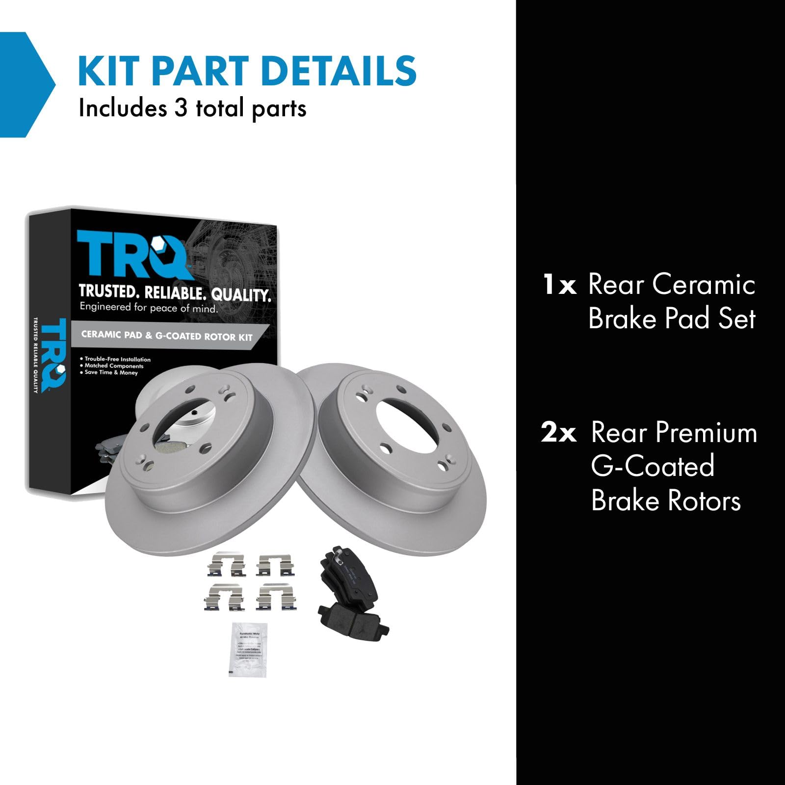 Trq Rear Brake Pad & Rotor Kit Brake Pads Brake Rotor Ceramic Premium G-Coated Compatible With 2013-2016 Hyundai Elantra Gt 2012