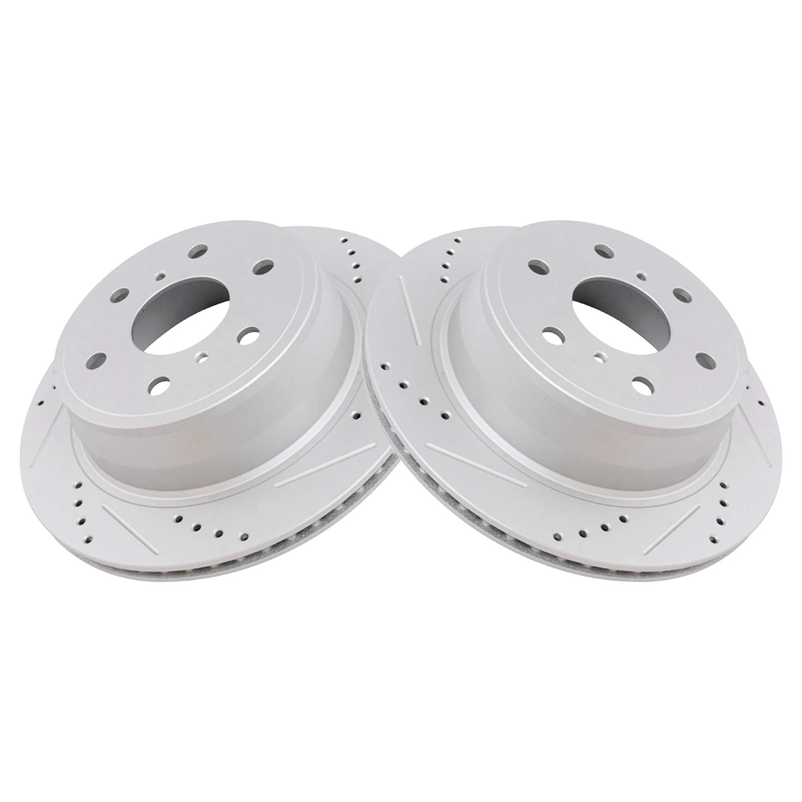 Trq Rear Performance Brake Rotor Drilled Slotted Pair Set For Avalanche/Escalade/Escalade Esv/Escalade Ext/Sierra 1500 / Silvera