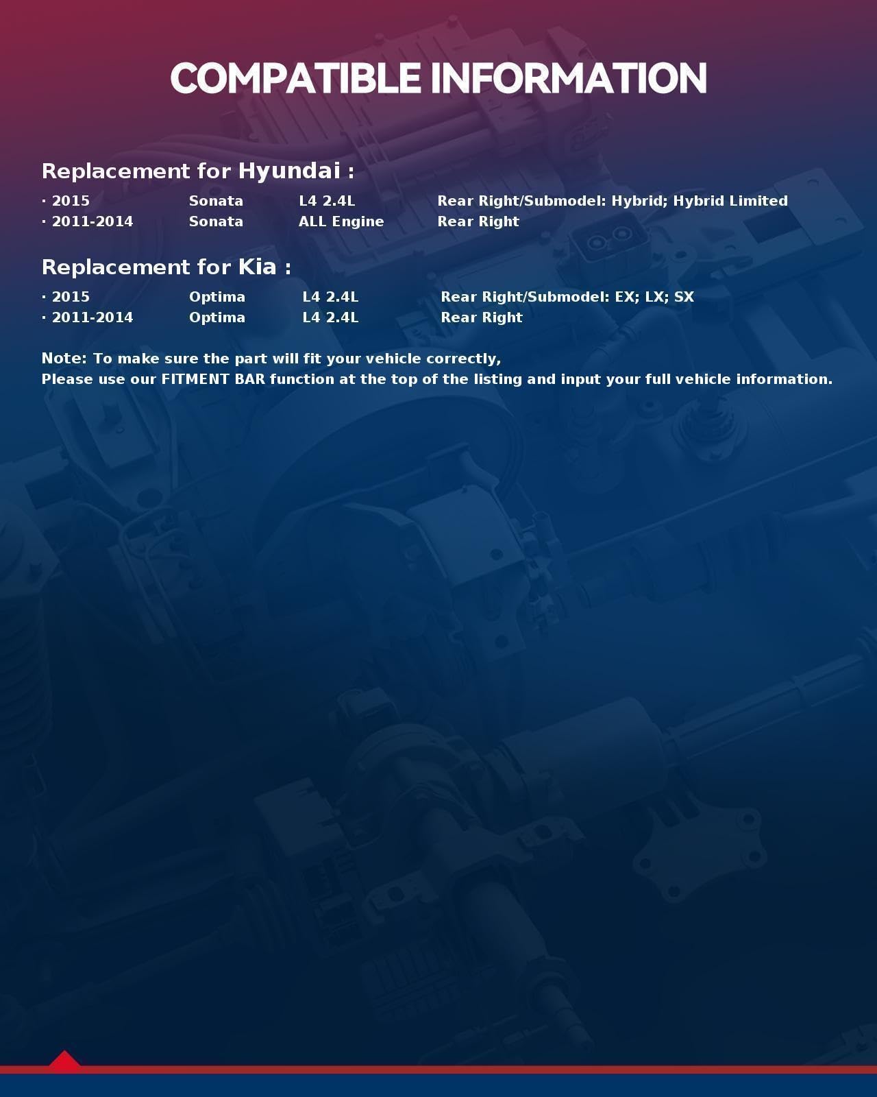 Kax Disc Brake Caliper Assembly Fit For 2011-2014 Hyundai Sonata, 2011-2015 Kia Optima 2.4L, 2015 Hyundai Sonata 2.4L, Rear Righ