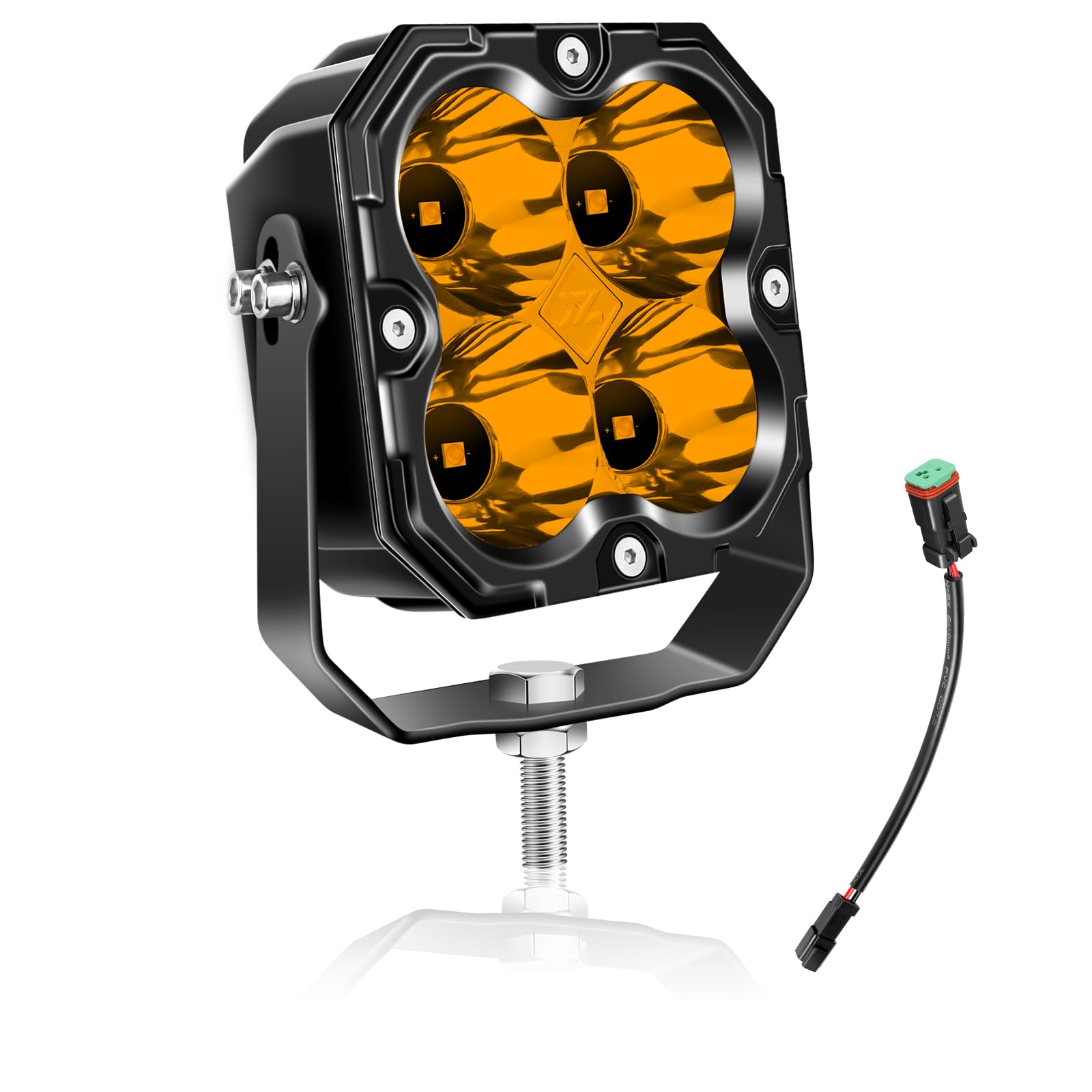 Willpower 4 inch 30W LED Light Bar with DT Wiring, Spot Beam Amber Off Road 4X4 Driving Fog Lights,Waterproof Led Work Lamp for 