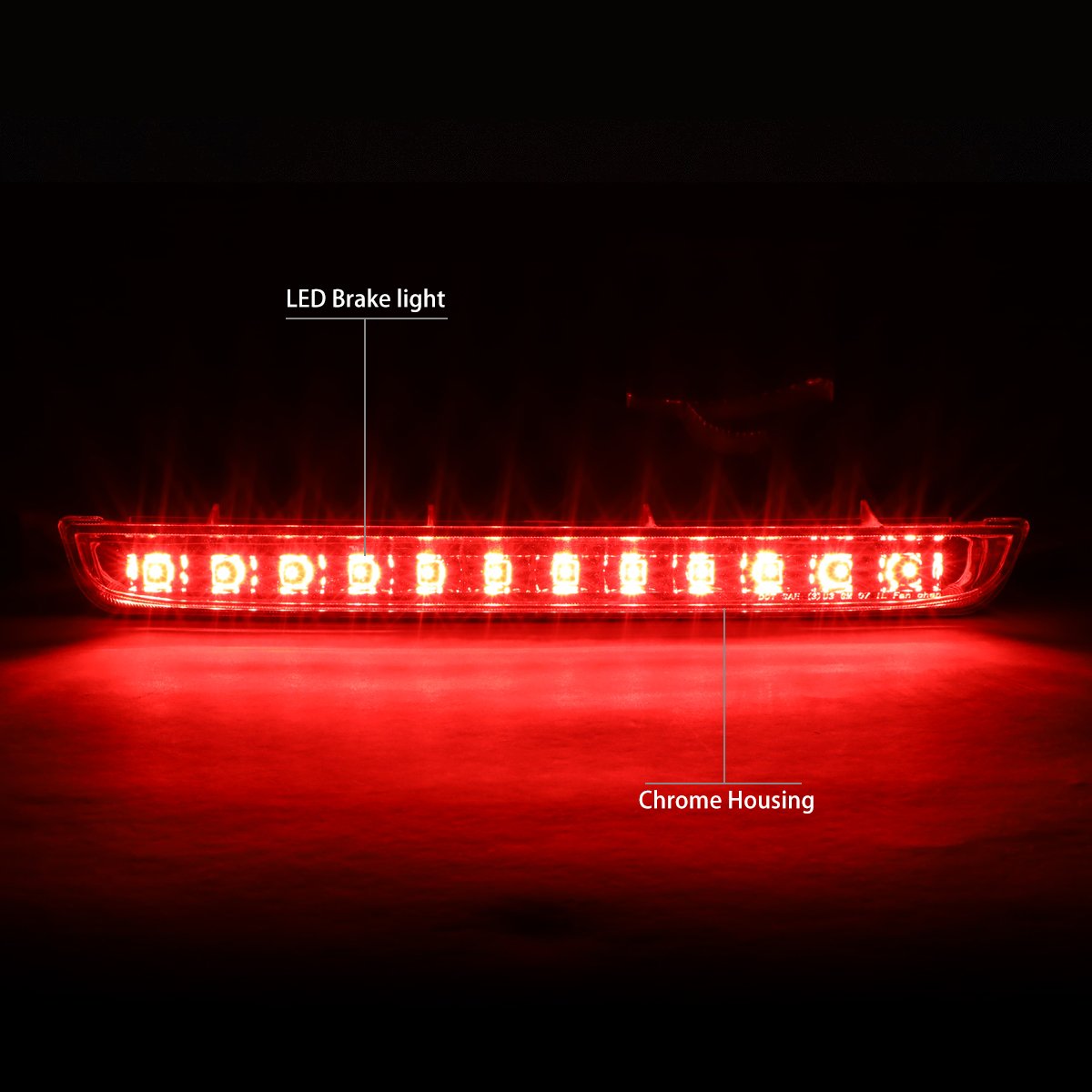Dna Motoring 3Bl-Gmceq07-Led-Ch Chrome Housing Led Third Tail Brake Light [Compatible With 07-09 Equinox / 07-09 Torrent]