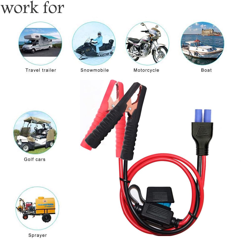 Yetor Battery Alligator Clips,10Awg Female Ec5 Jump Starter Cable With Battery Clamps,Alligator Clip Clamp To Ec5 Connector Exte