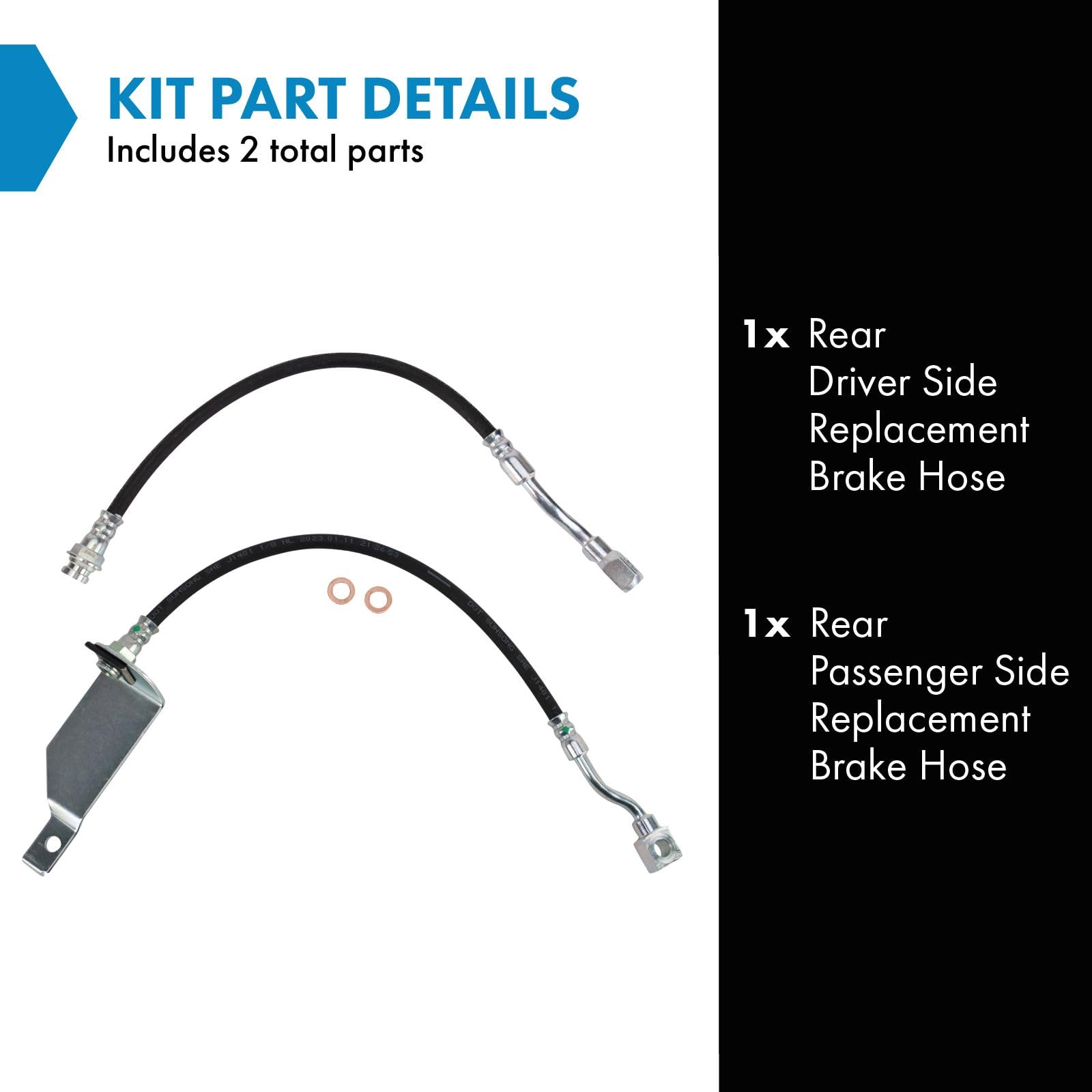 Trq Rear Brake Hose Set Compatible With 2002-2003 Chevrolet Silverado 2500 Silverado 2500 Hd Gmc Sierra 2500 Sierra 2500 Hd