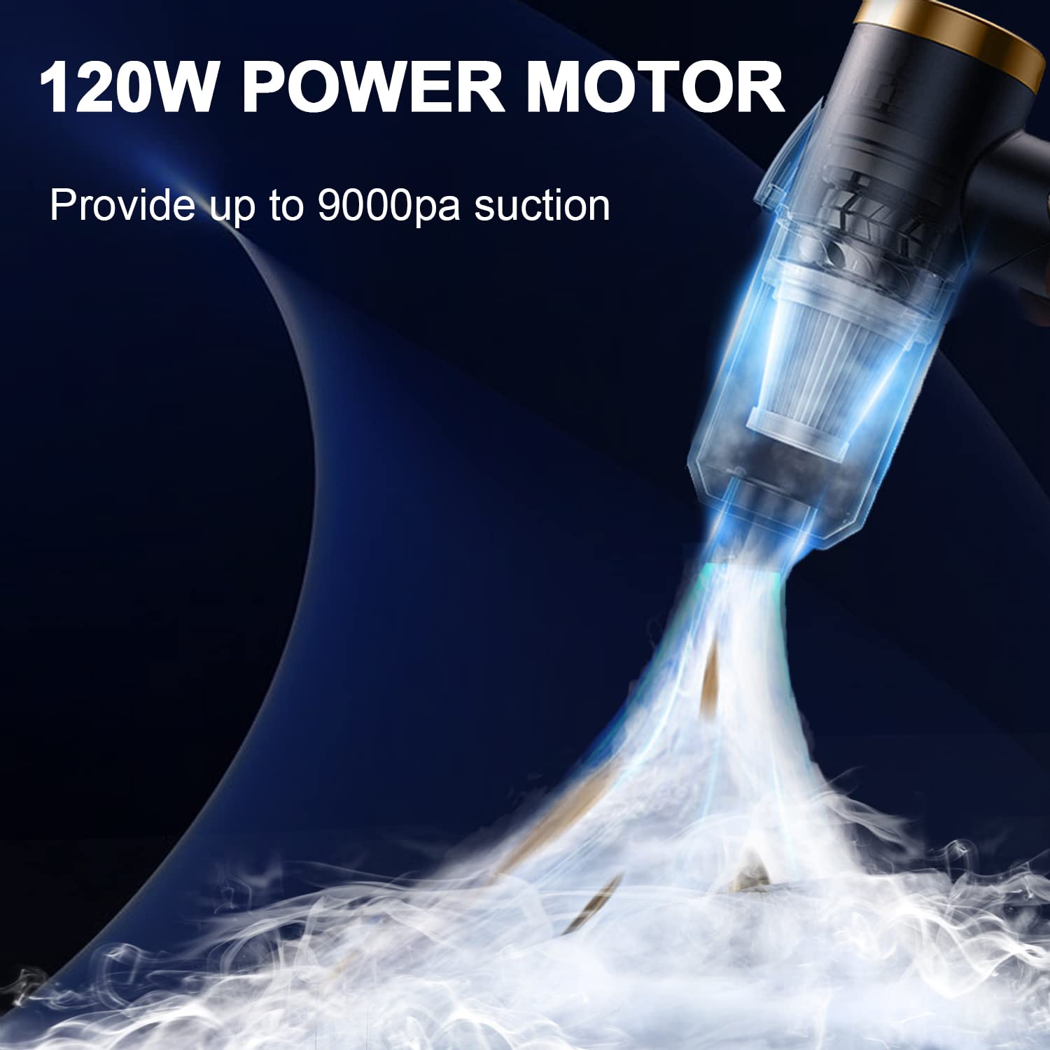 Koroick Wireless Handheld Car Vacuum Cleaner - 90° Foldable Portable Vacuum Cleaner For Car, 9000Pa Suction Cordless Car Vacuum, Rechargeable Mini Car Vacuum For Vehicle, Home And Office (Black)