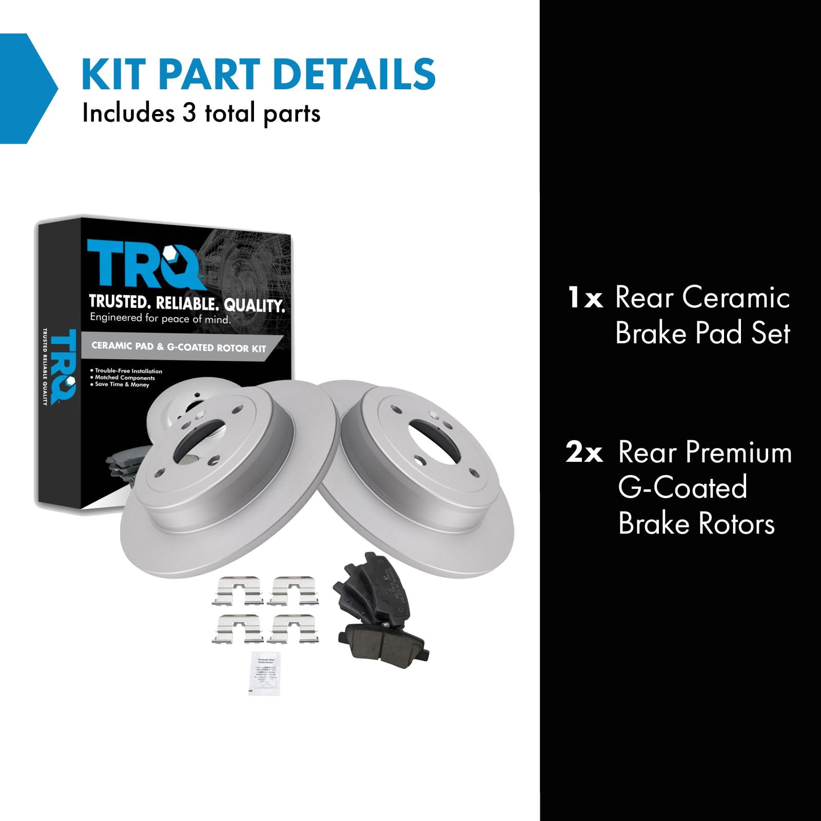 Trq Rear Brake Pad & Rotor Kit Brake Pads Brake Rotor Ceramic Premium G-Coated Compatible With 2012-2017 Hyundai Accent 2012-201
