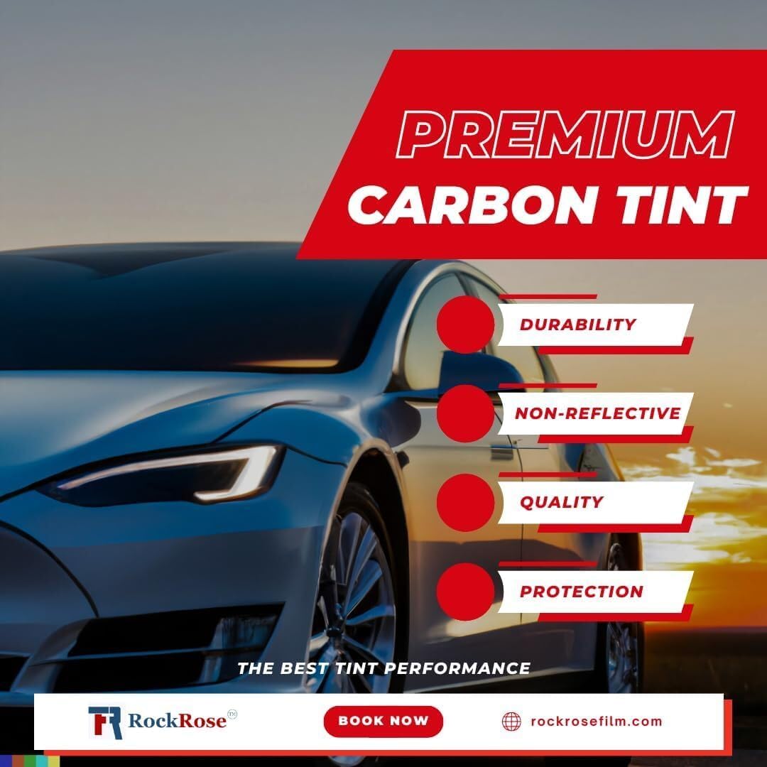 Rockrose Charcoal 2Ply Premium Carbon 35% Vlt Car Tint 24 In X 100Ft Professional Window Tint Heat, Uv, And Irr Block Tint For C