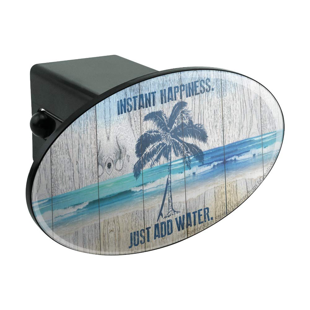 Graphics & More Instant Happiness Just Add Water Tropical Beach Oval Tow Trailer Hitch Cover Plug Insert