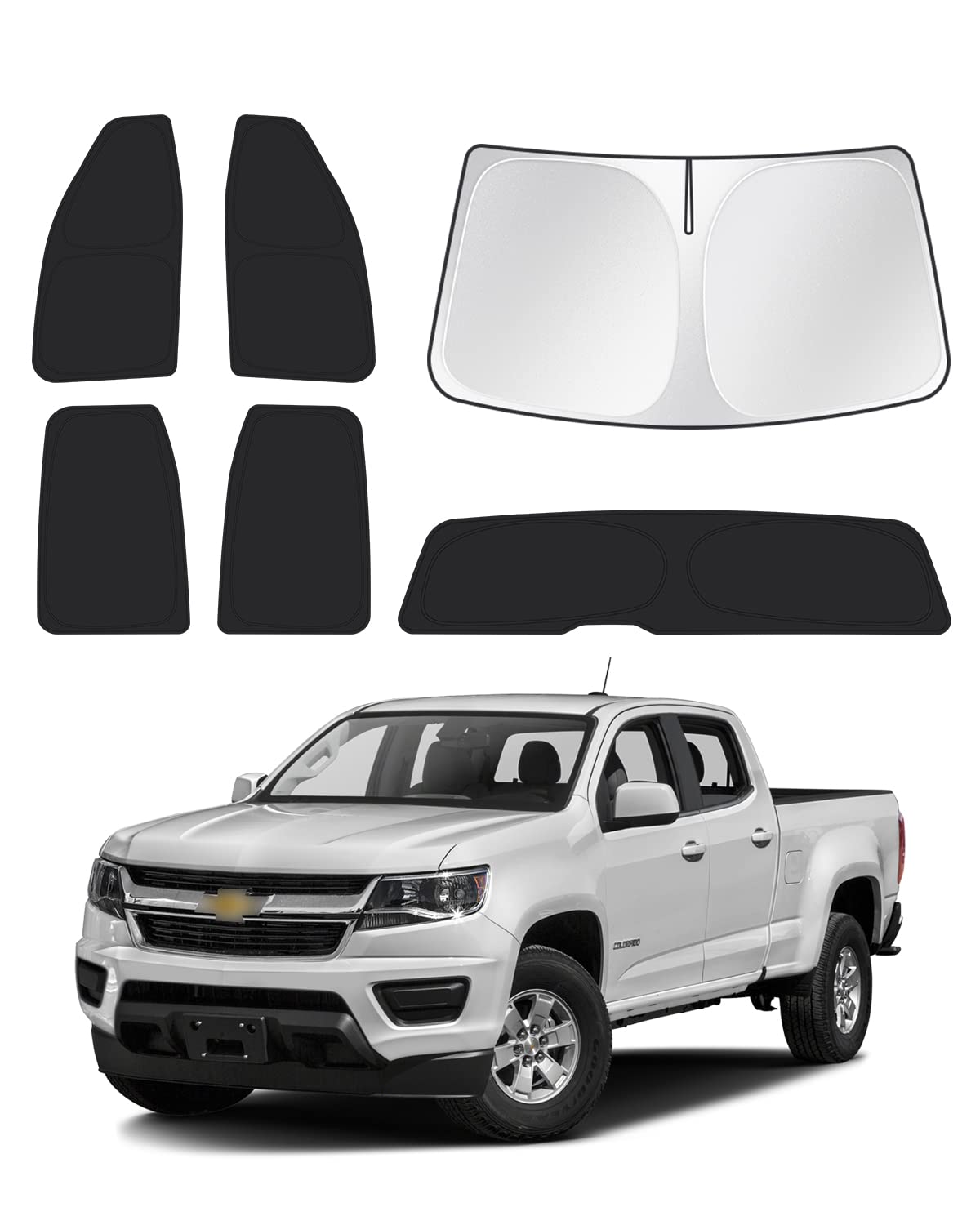 Canvcle Windshield Sun Shade For 2015-2022 Chevrolet/Chevy Colorado 4 Door Side Rear Window Shade Cover Sun Visor Shield Privacy