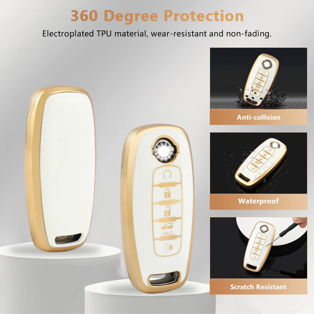 Pifoog For Rogue Key Fob Cover 5 Buttons 2023 Pathfinder Sl Platinum Car Key Case Shell Bling Keychain Lanyard Protector Protect