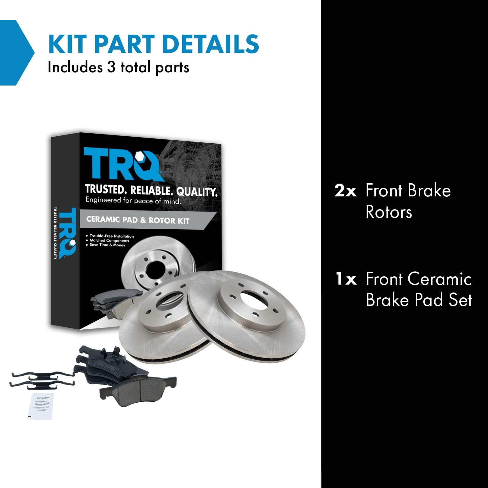 Trq Front Brake Pad & Rotor Kit Brake Pads Brake Rotor Ceramic Compatible With 2005-2012 Ford Escape 2005-2011 Mazda Tribute 200