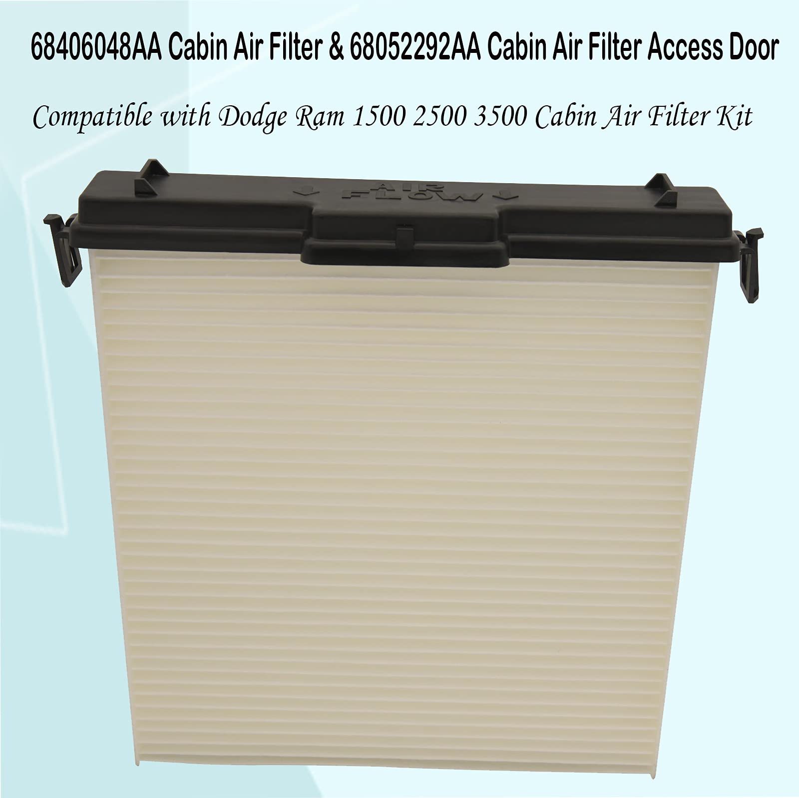 68406048Aa Cabin Air Filter 68318365Aa & 68052292Aa Cabin Air Filter Access Door Compatible With Dodge Ram 1500 2500 3500 Cabin
