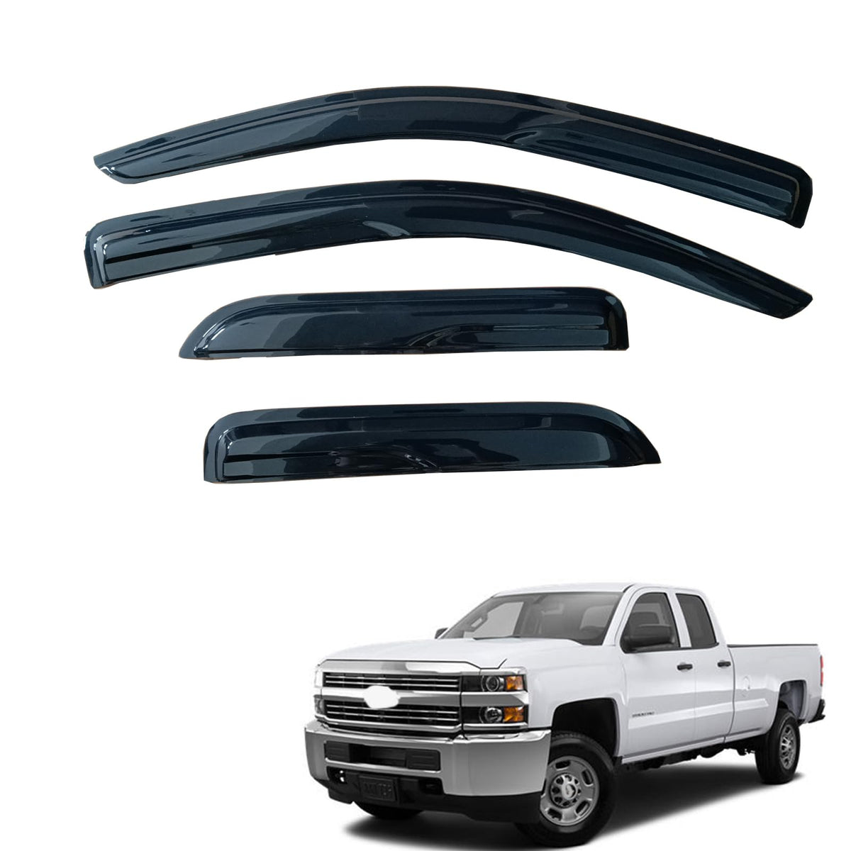 Gldifa Outside Mount Window Visors Compatible With Chevy Silverado 1500/Gmc Sierra Double Cab 2014-2018 Sun/Rain Guards Wind Def