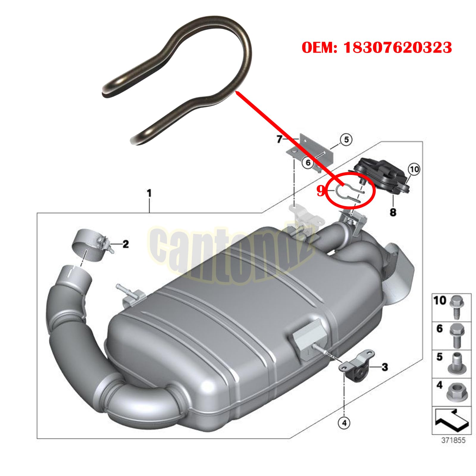 Exhaust Control Valve Actuator Fixing Clip Compatible with BMW 1 2 3 4 5 series 18307620323