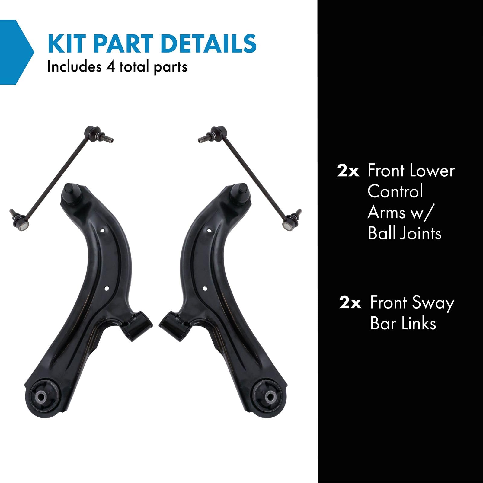 Trq Front Suspension Kit Control Arm With Ball Joint Sway Bar Stabilizer Link Compatible With 2015-2018 Chevrolet City Express 2