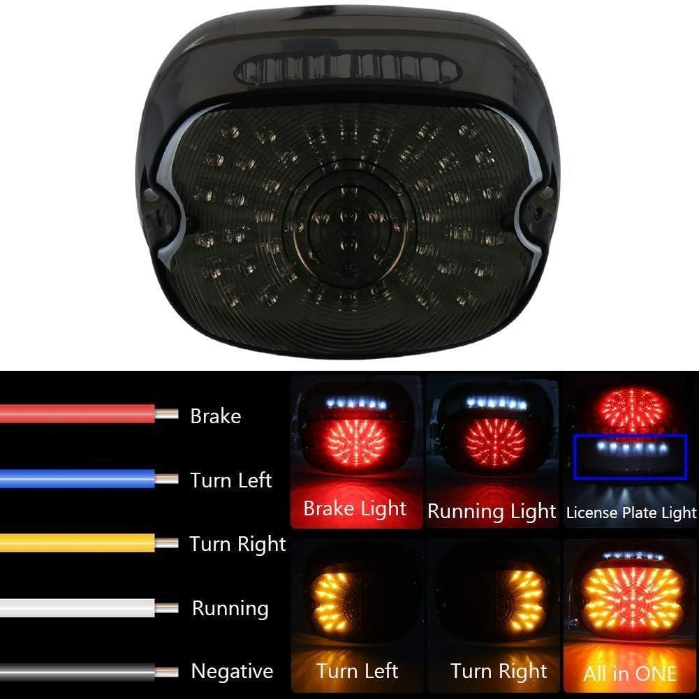 Mzs Motorcycle Tail Light, Led Turn Signal Integrated Brake Taillight Low Profile Smoke Compatible With Sportster Softail Dyna R