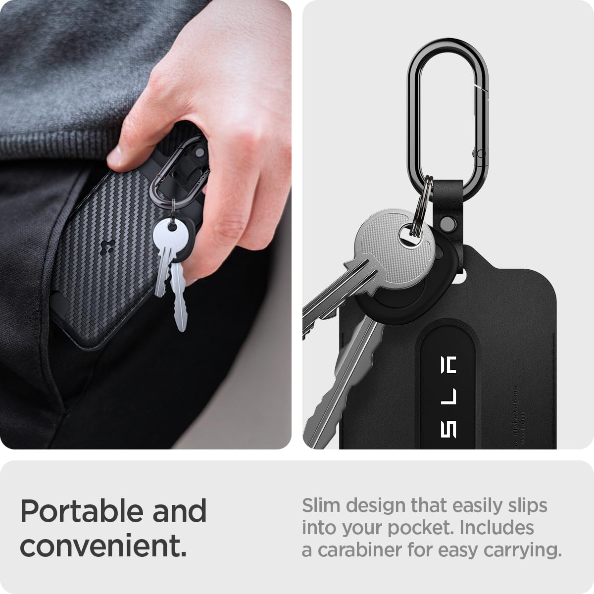 Spigen Card Holder Case Designed For Tesla Key Cards (Vegan Leather) - 2 Pack