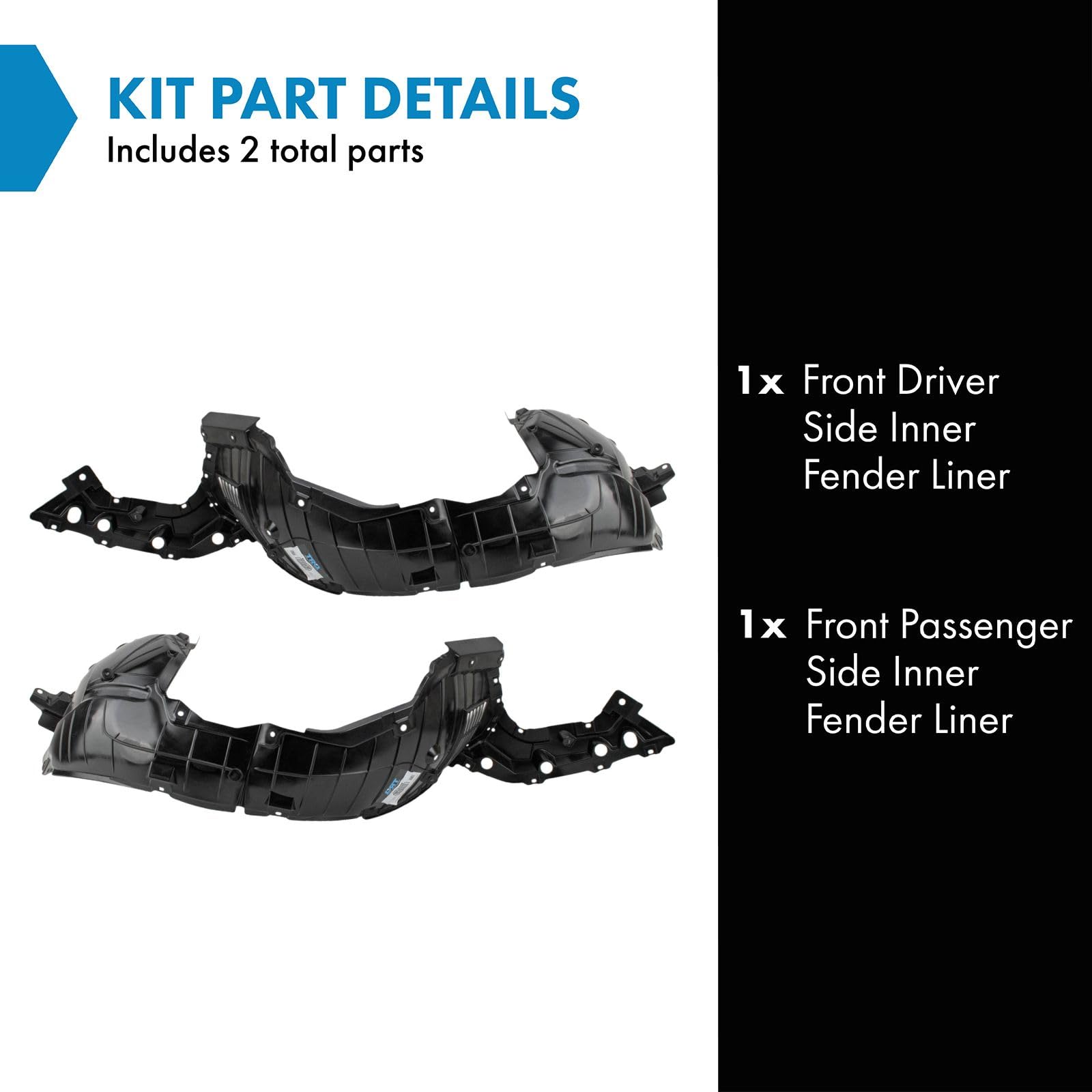 Trq Front Inner Fender Liner Set Compatible With 2016-2018 Nissan Altima Ni1248150 Ni1249150