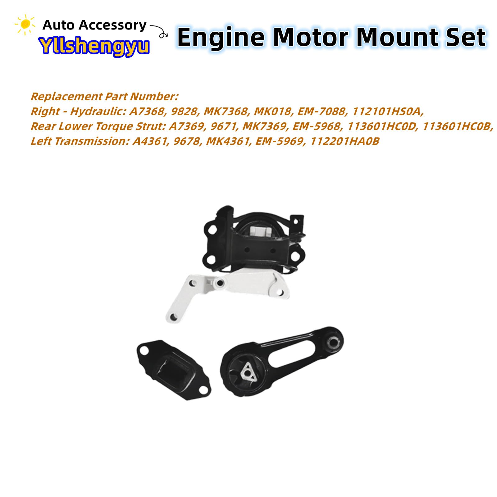 3Pcs Engine Motor Mount Set Fits for Nissan Versa 2012 2013 2014 2015 2016 2017 2018 2019 L4 1.6L Sedan,Versa Note 2014-2019 L4