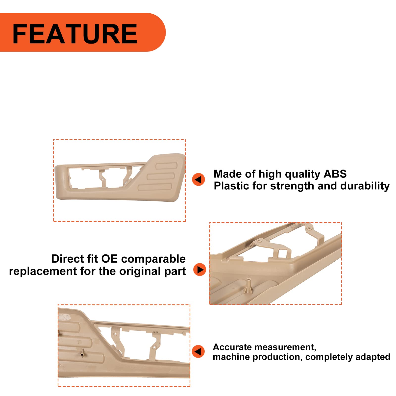 ECOTRIC Tan Front Driver Seat Cushion Panel Trim Compatible with 2008-2010 Ford F250 F350 F450 F550 Super Duty Replacement for #