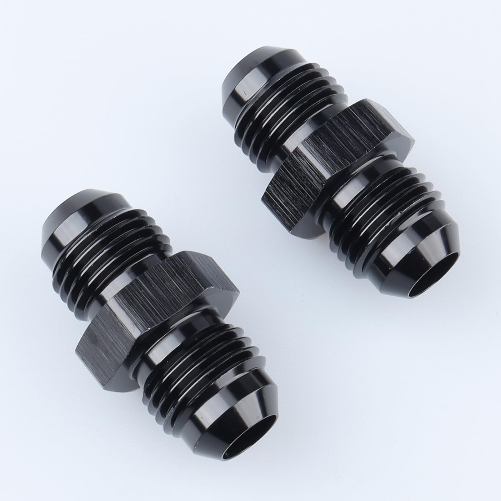 AC PERFORMANCE -6 AN Male Flare to -6 AN Male Coupling Hose Union Fuel Fitting Adapter Aluminum Black, Pack of 2