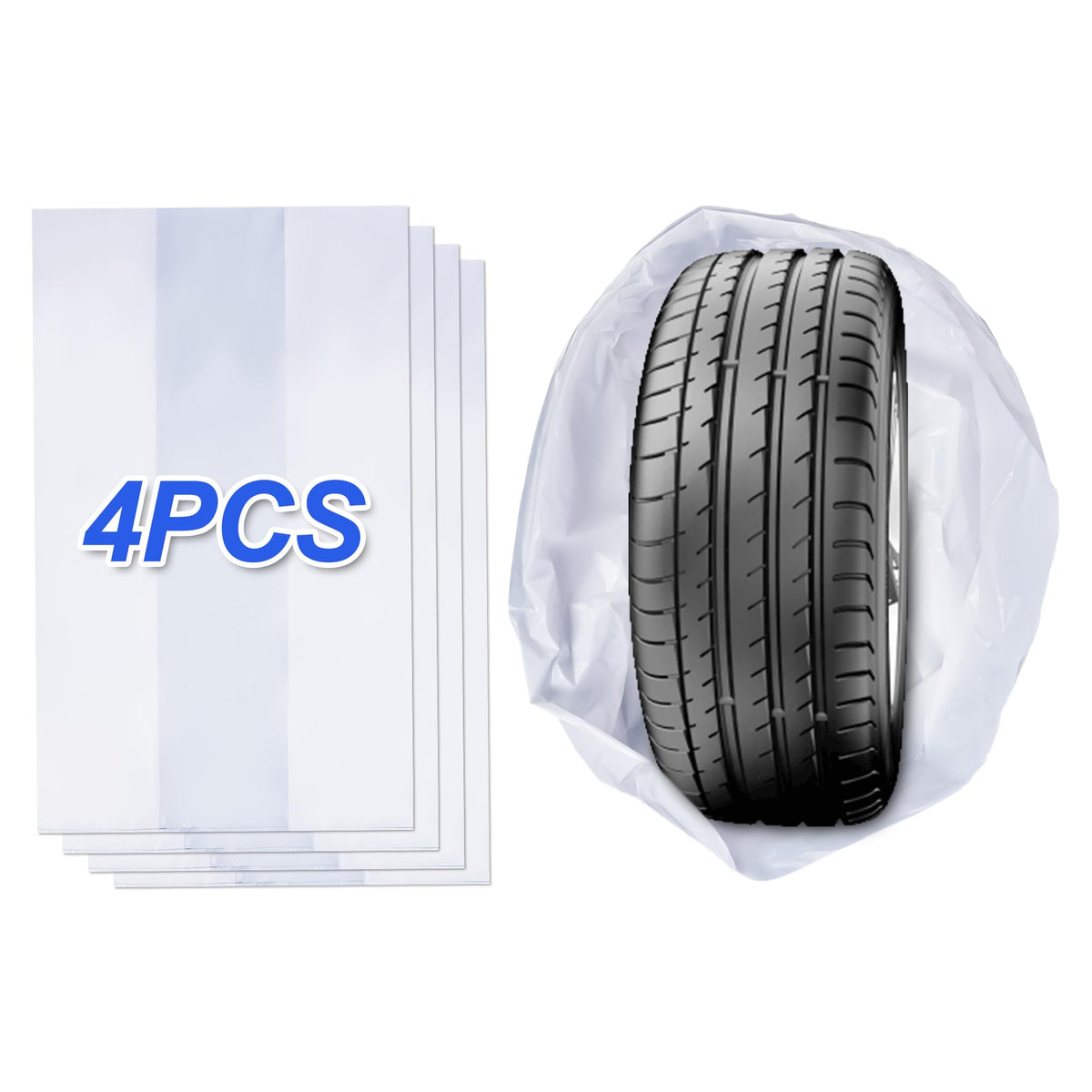 Tire Storage Bag During Storage, Large Size White Plastic Bag,Pack of 4, Used fo WBCARB0DZ2X1YS5