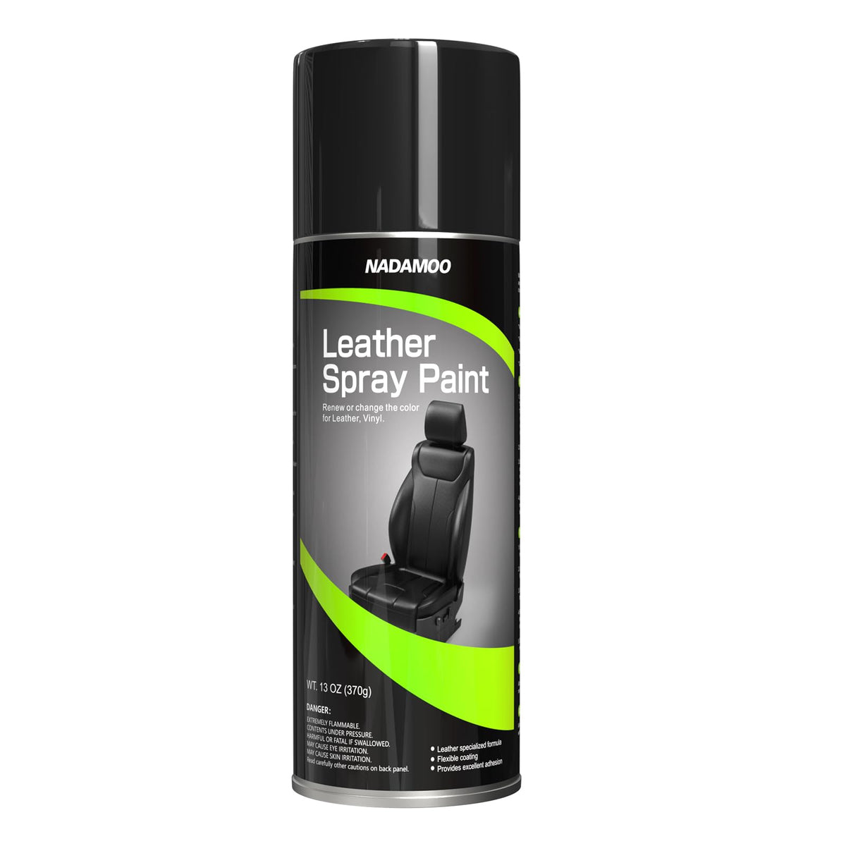 NADAMOO Leather Spray Paint Semi-Gloss Black 1 Can - Flexible Finish Vinyl Coating for Furniture, Car Seats, Bags, Couches, Shoe